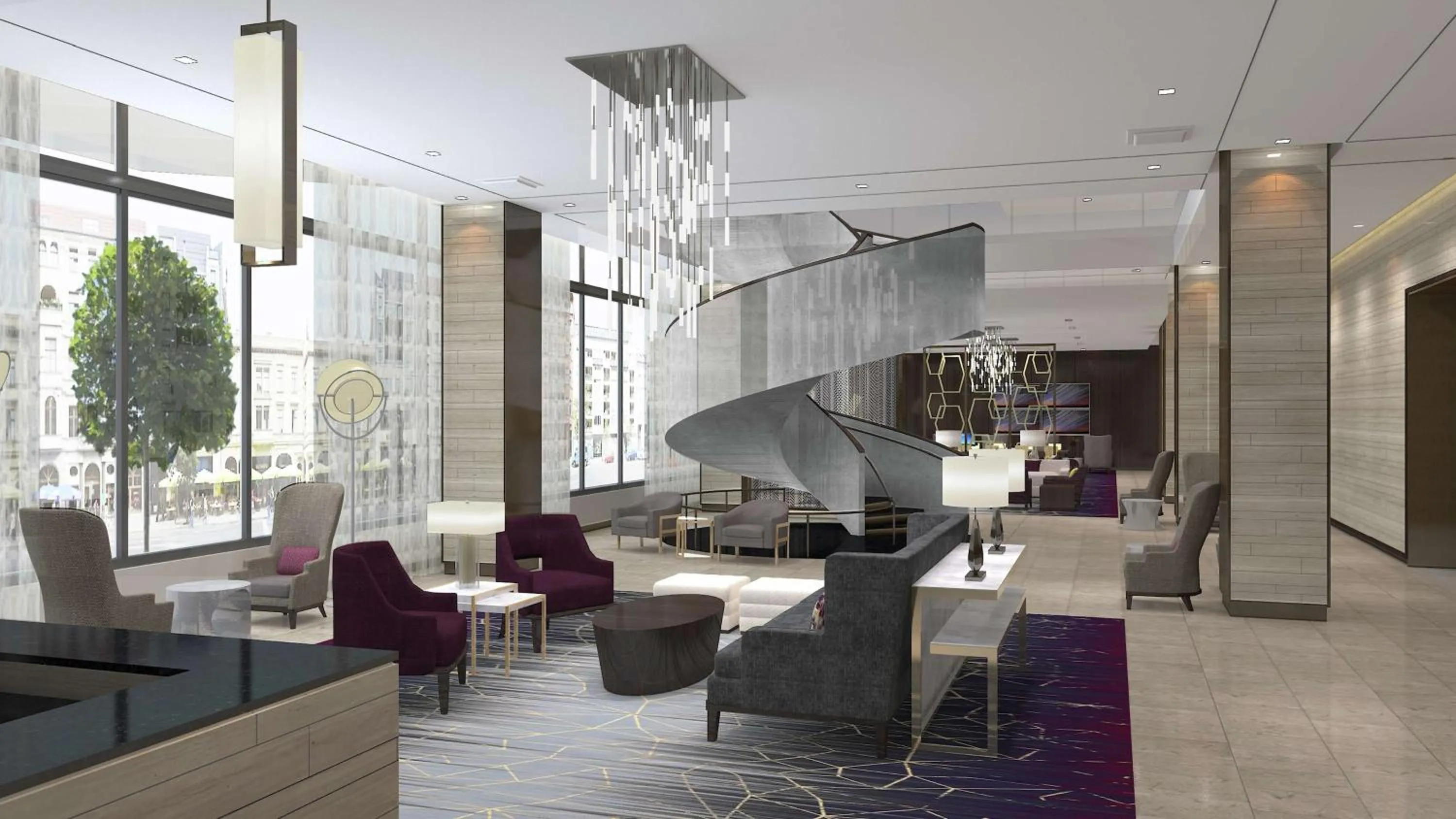 Lobby or reception in Hilton Rochester Mayo Clinic Area