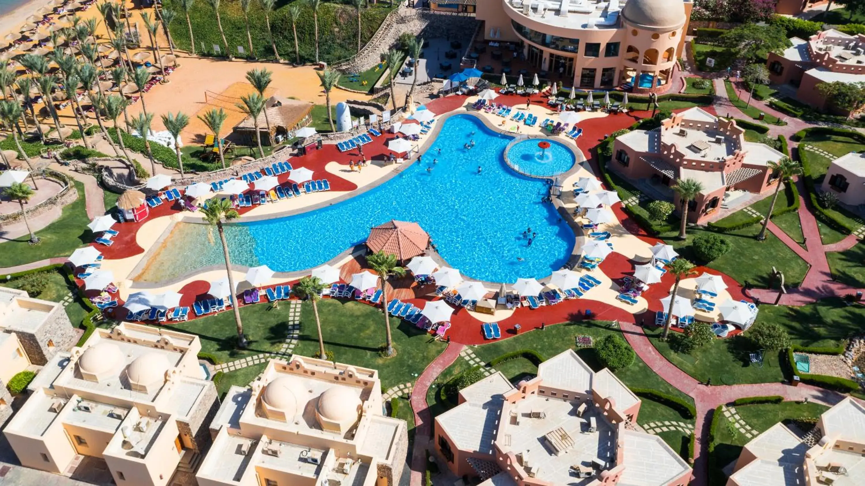 Swimming pool, Bird's-eye View in Nubian Island Hotel