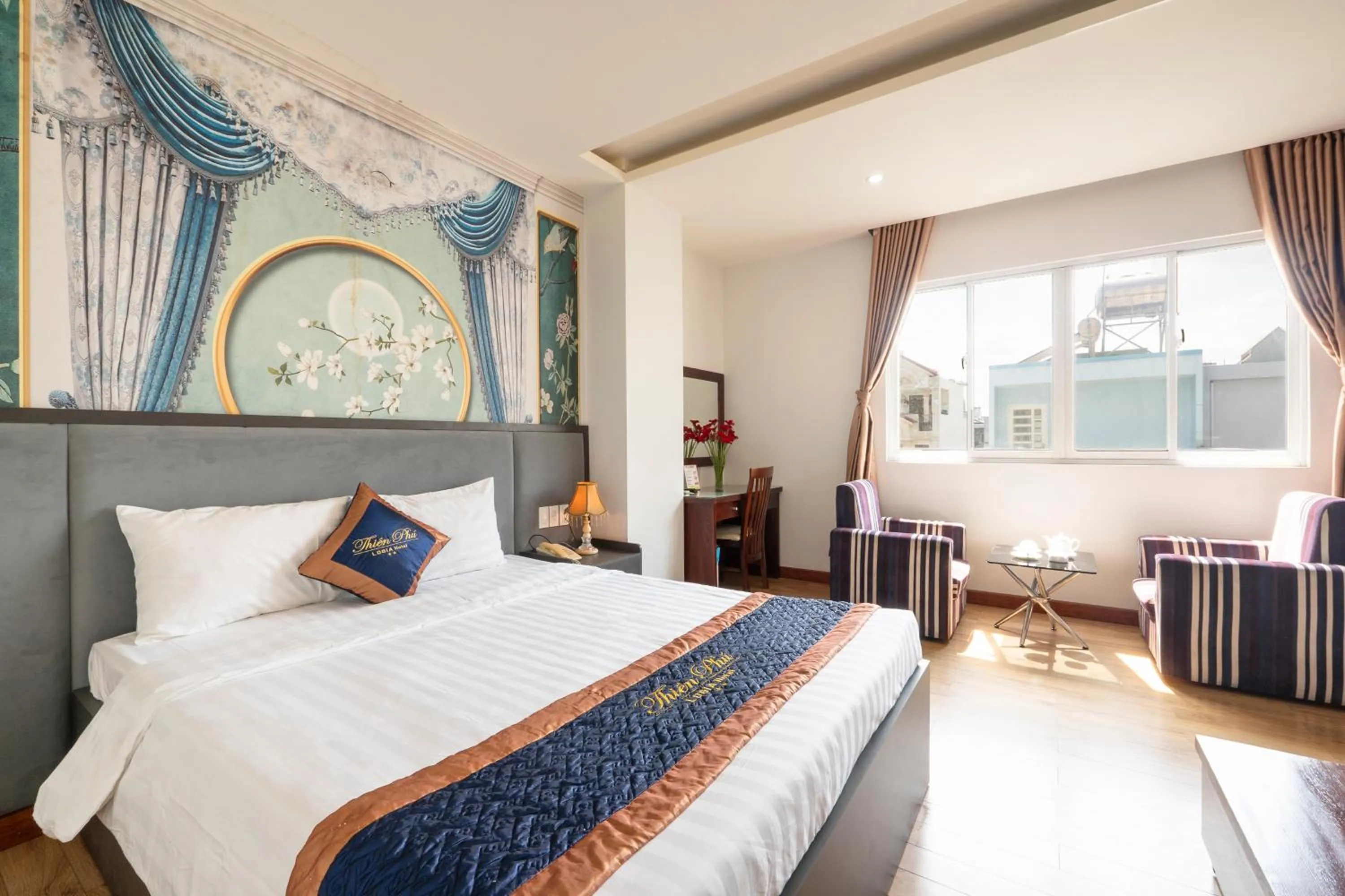 Bed in Thien Phu Logia Hotel