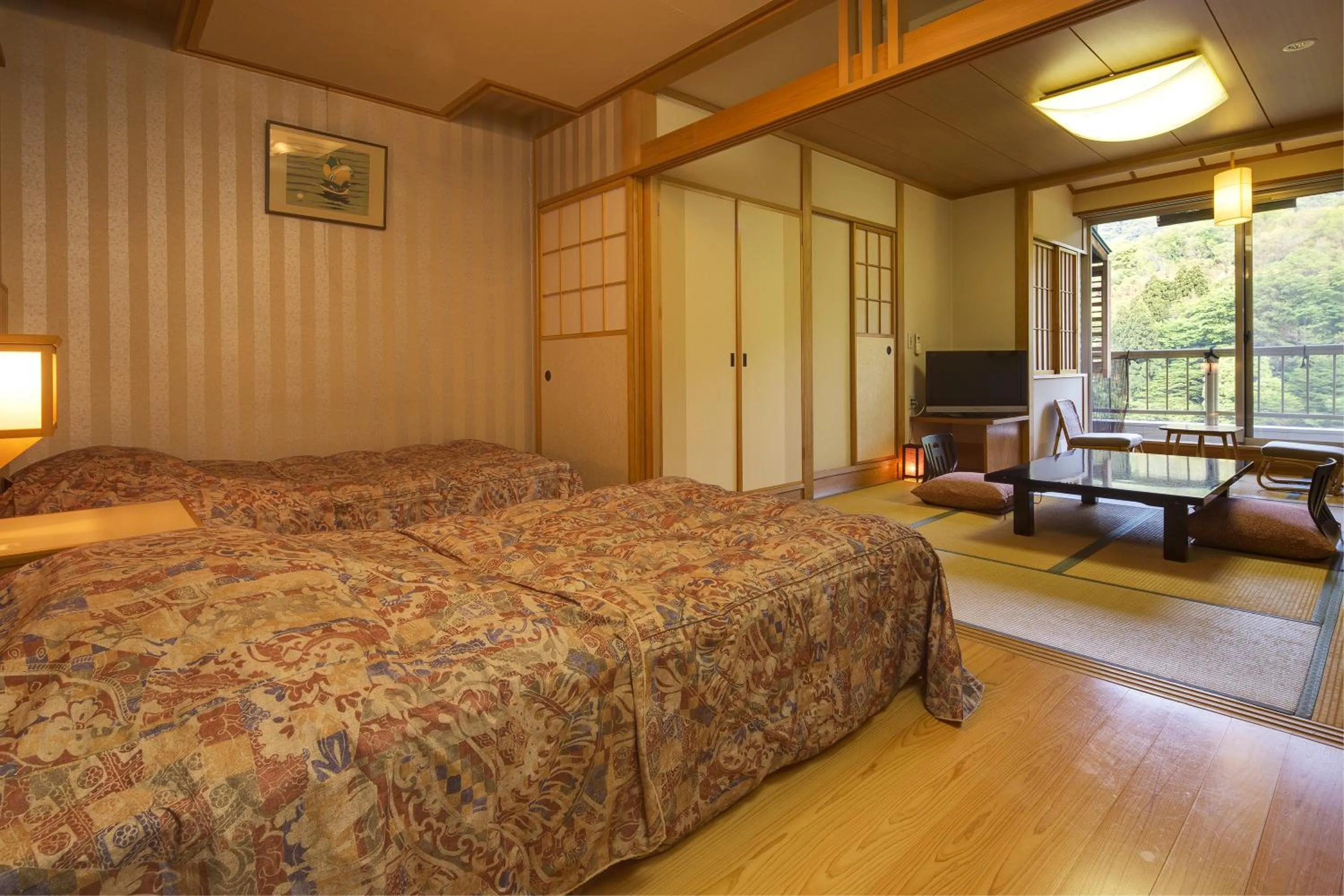 Bed in Ryokan Fushioukaku