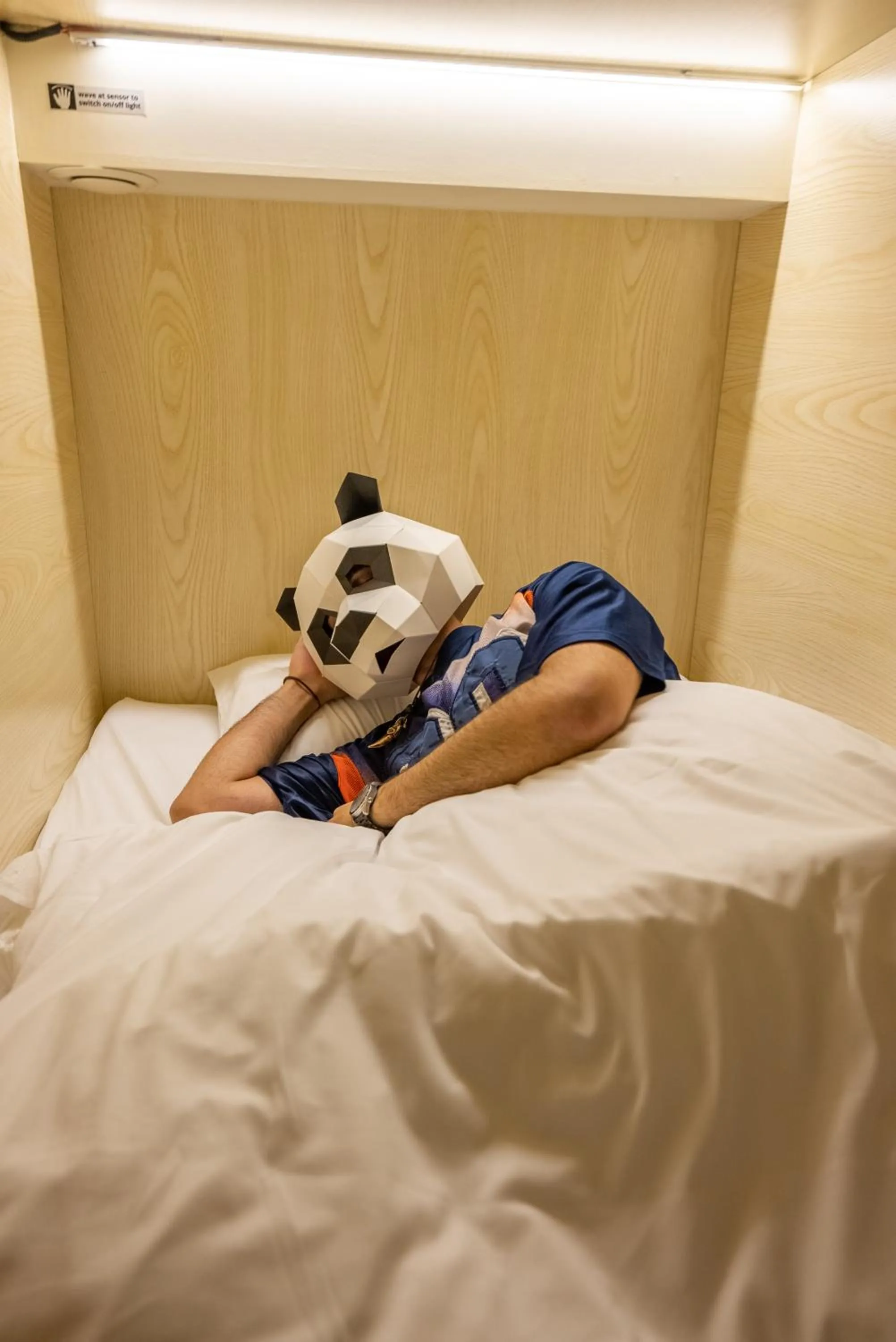 Bed in Panda Pod Hotel