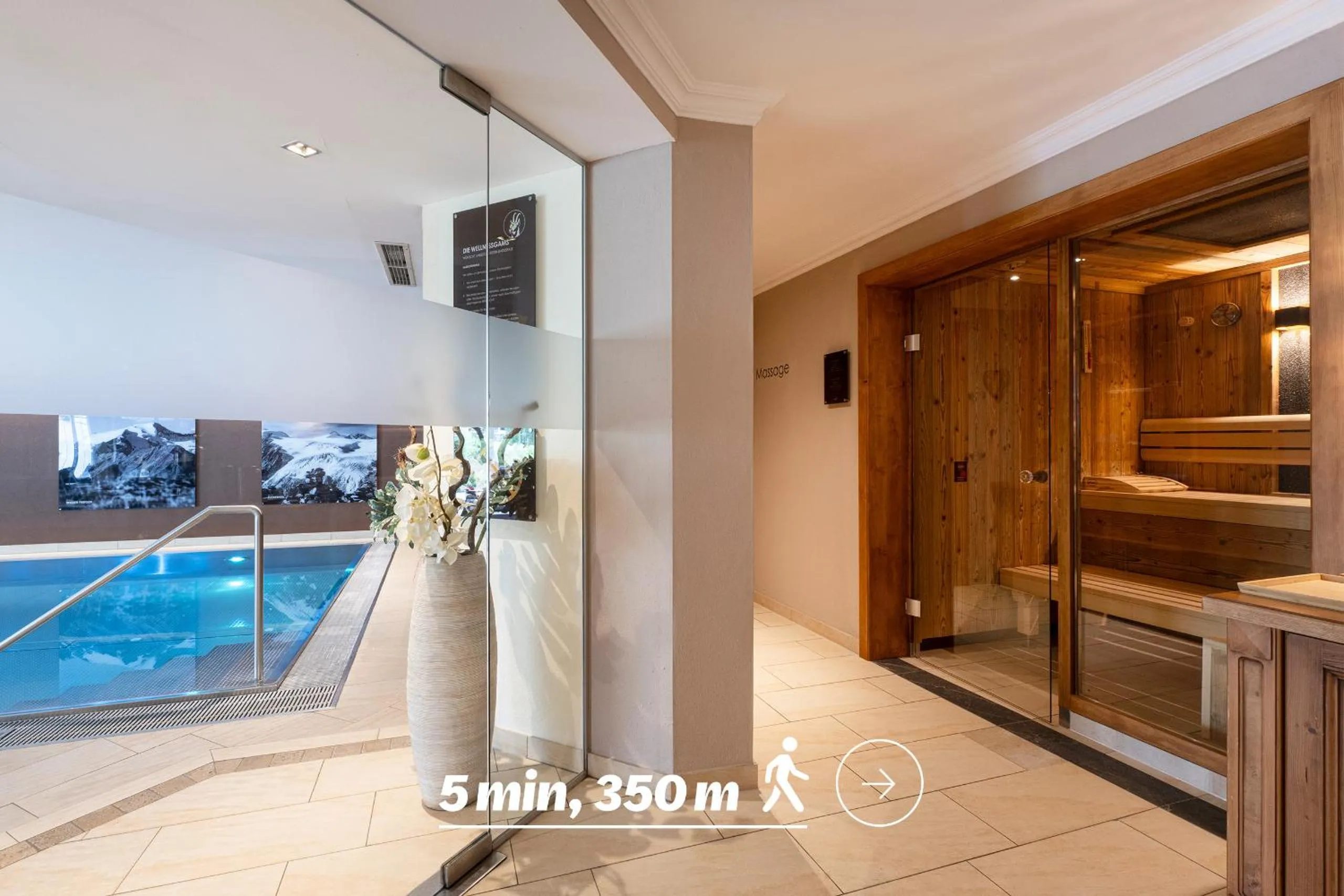 Sauna in Sepp & Hannis Suiten im Dorf