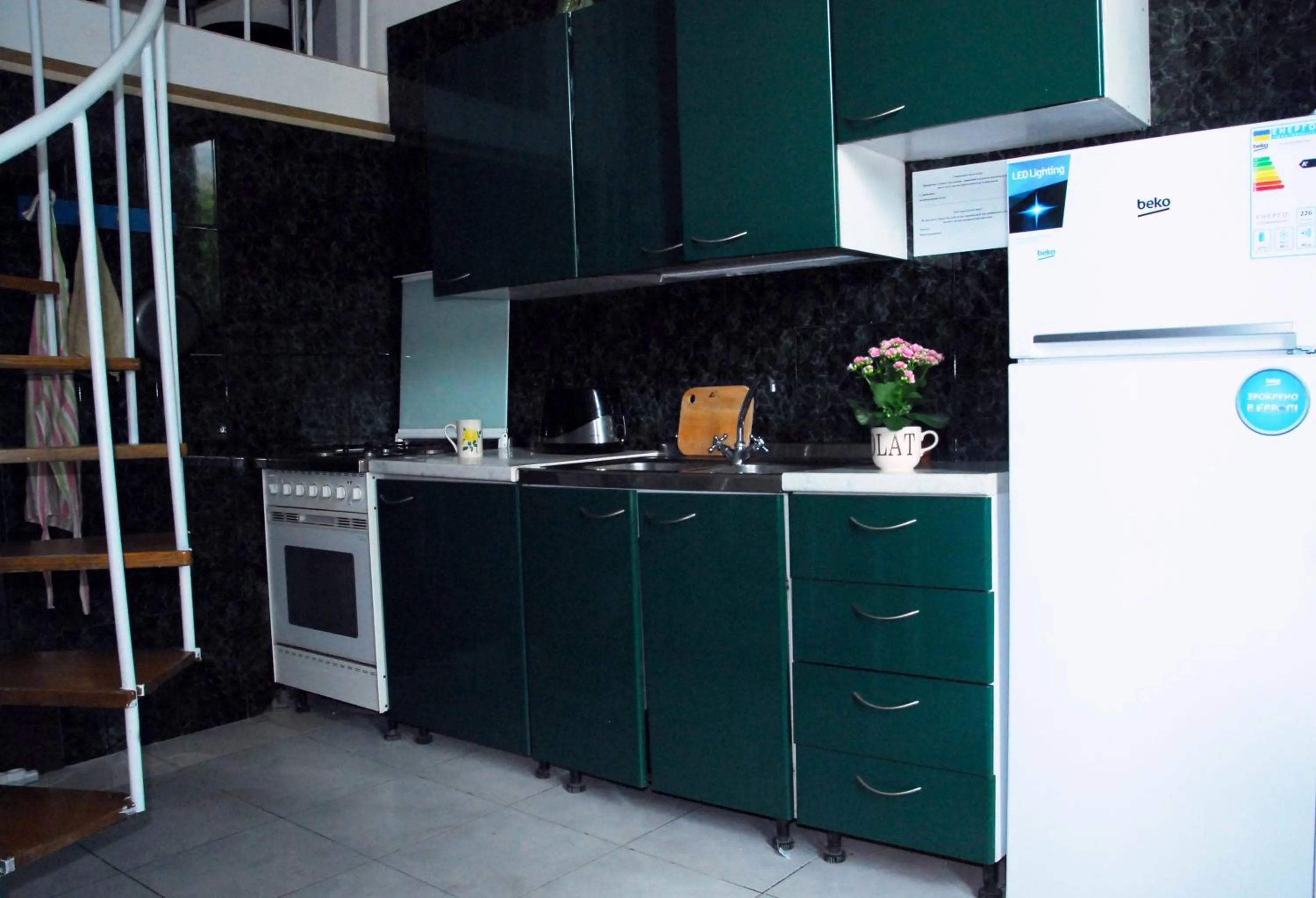 Communal kitchen in Maison Blanche Kyiv city center