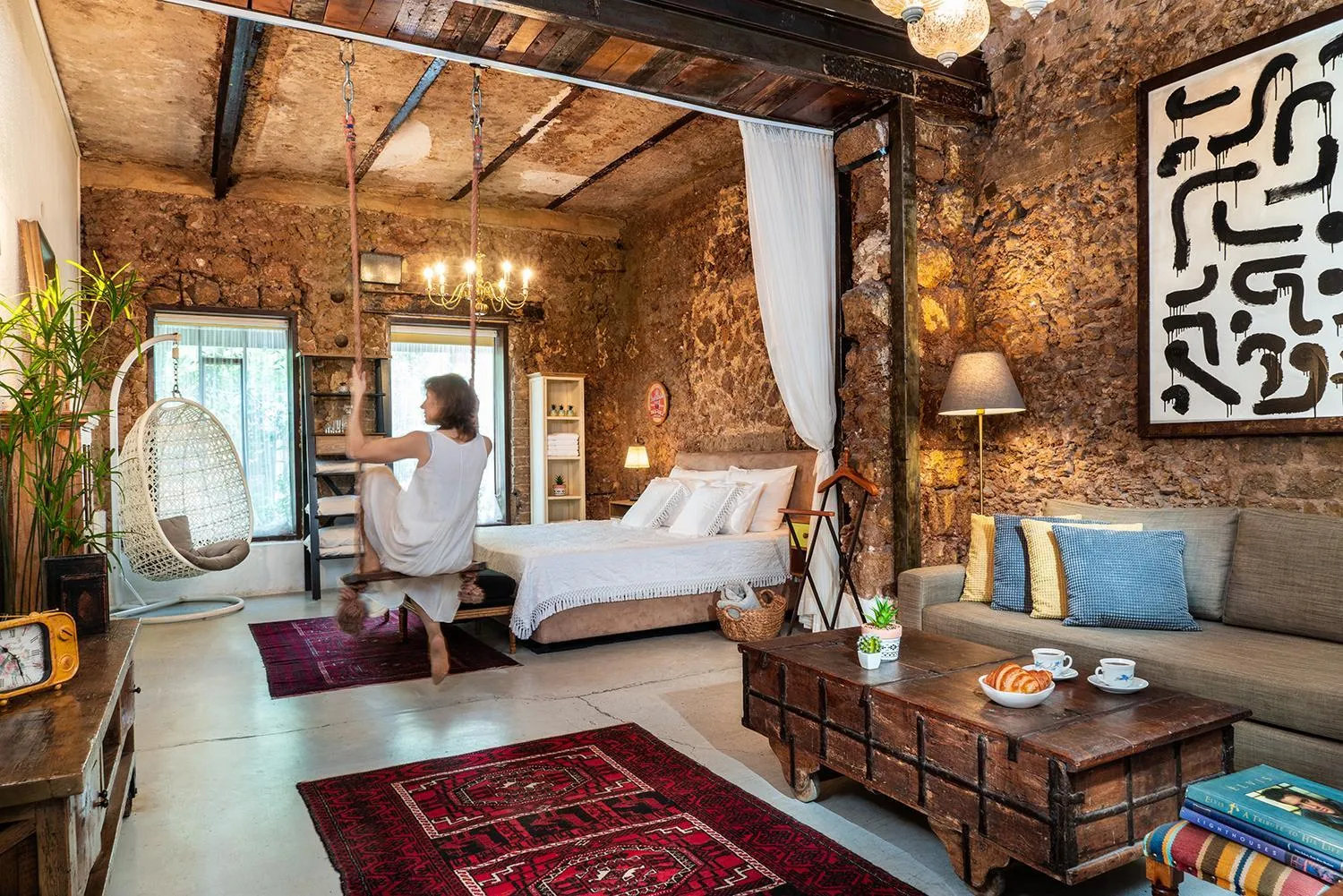 Living room, Bed in Trieste Neve Tzedek Boutique Suites Tel Aviv