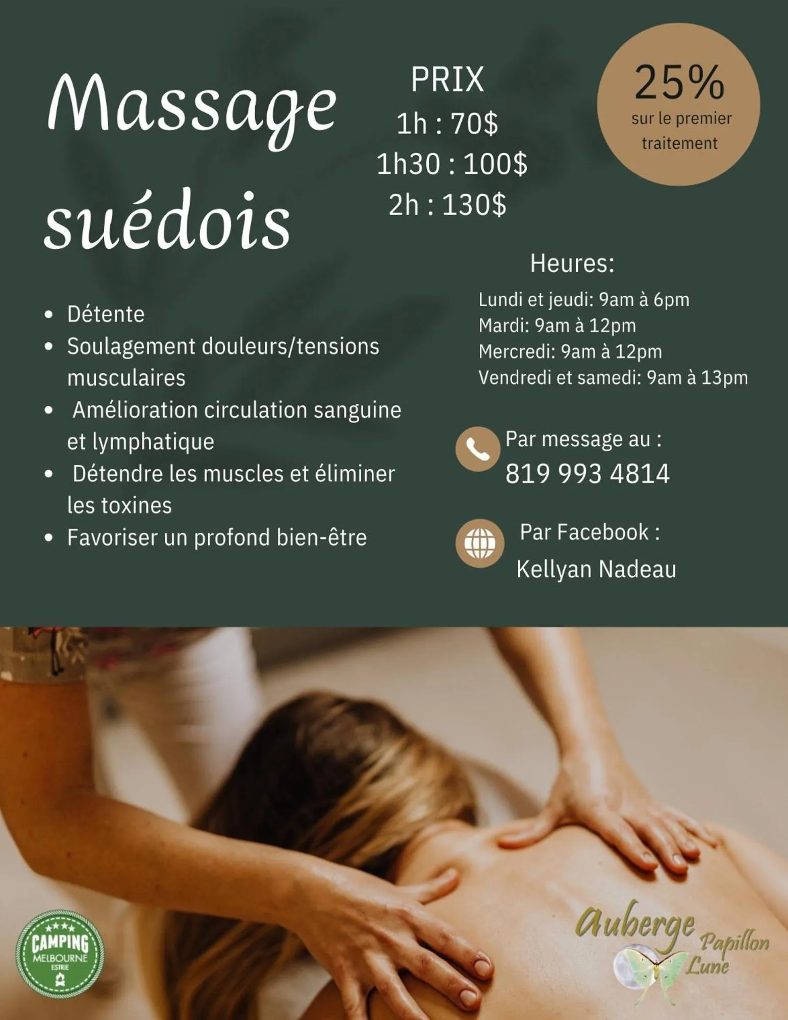 Massage in Auberge Papillon Lune