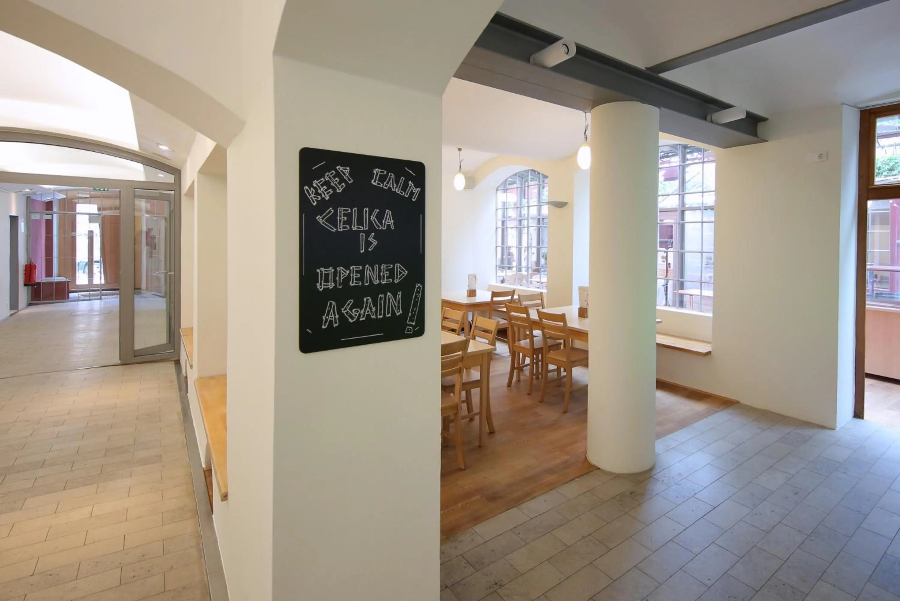 Seating area in Hostel Celica