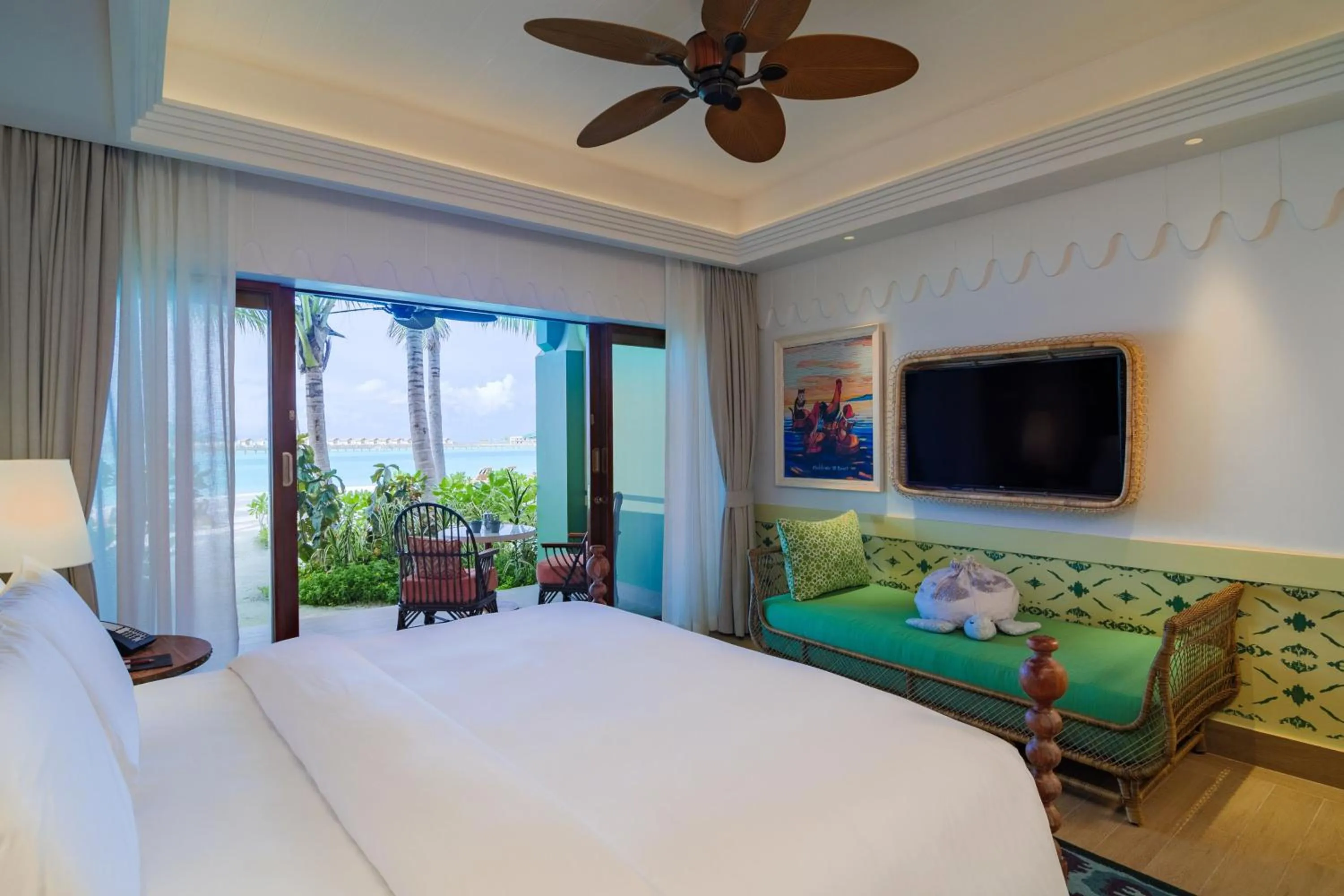 Bedroom, Bed in SAii Lagoon Maldives, Curio Collection By Hilton