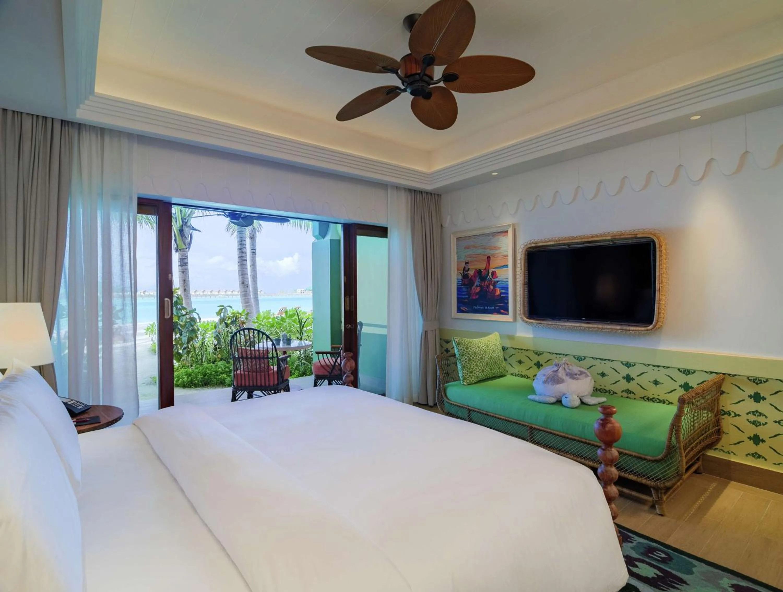 Bedroom, Bed in SAii Lagoon Maldives, Curio Collection By Hilton