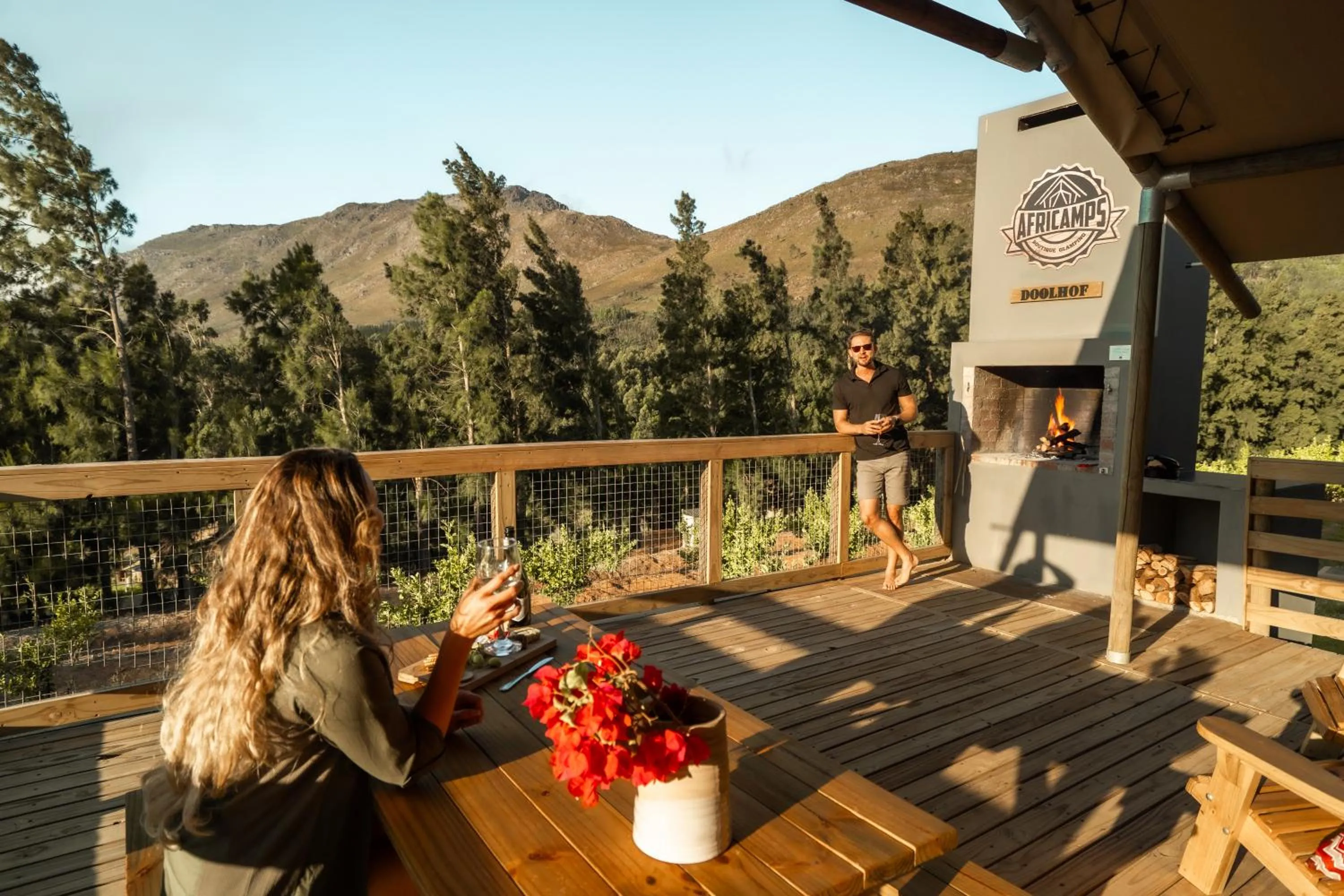 Patio in AfriCamps at Doolhof Wine Estate