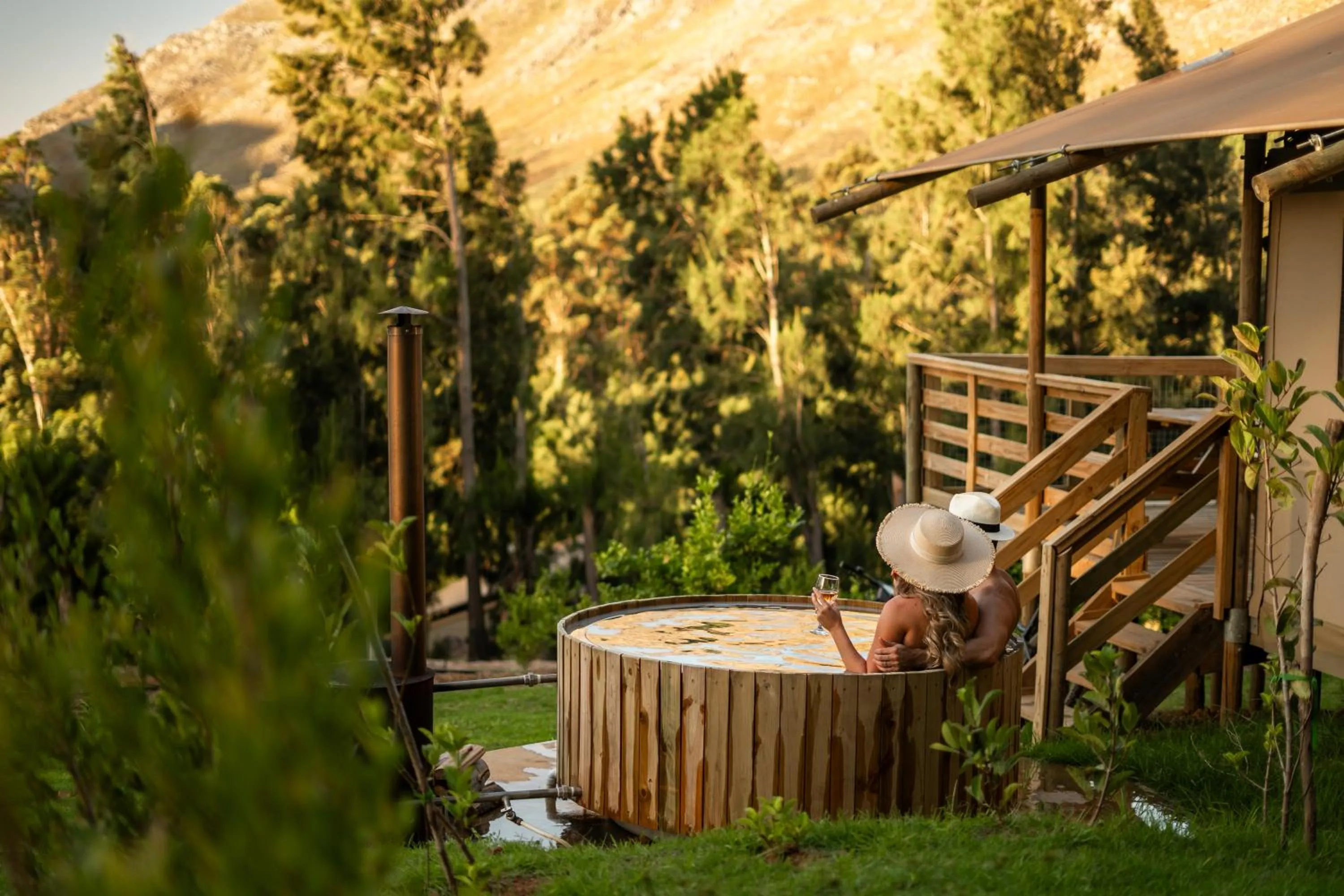 Hot Tub in AfriCamps at Doolhof Wine Estate