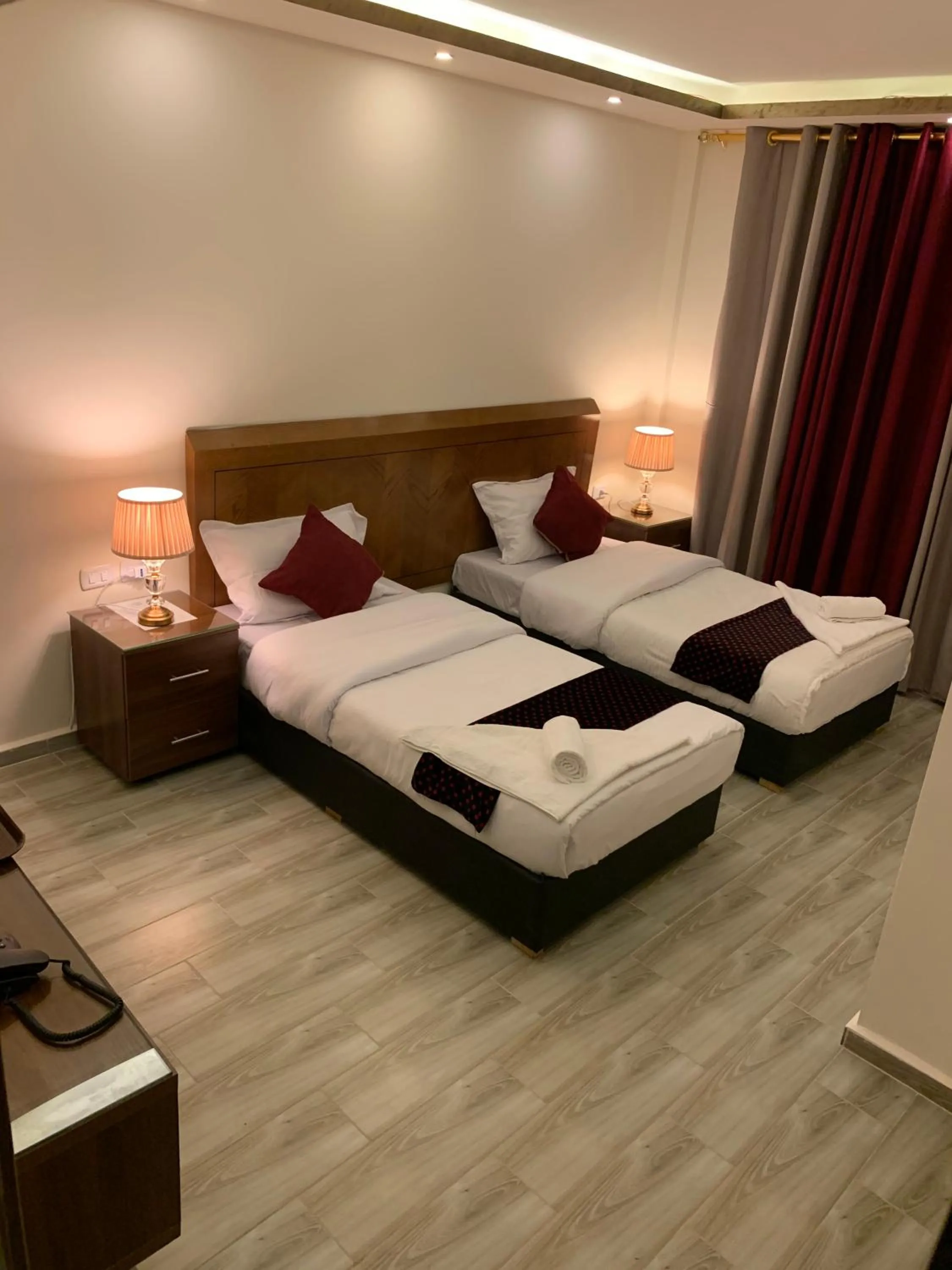 Bed in Petra Sky Hotel