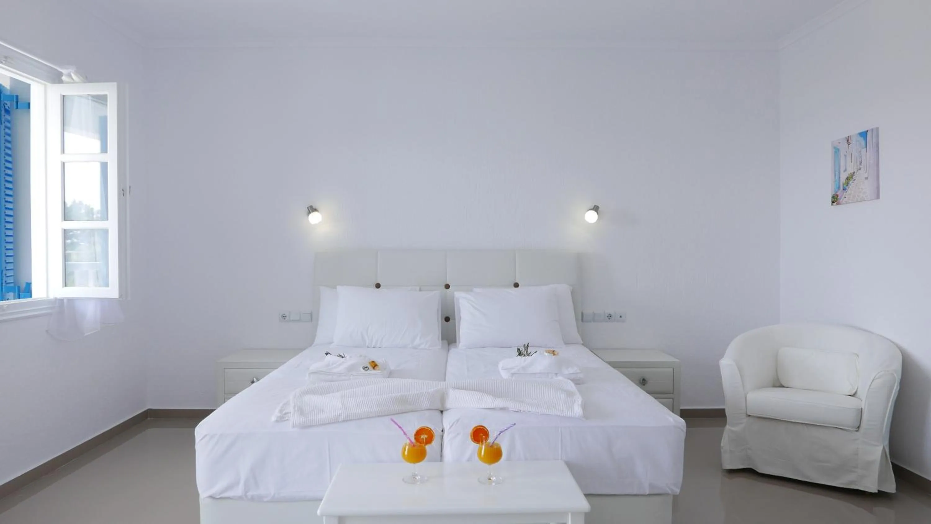 Bed in Limnionas Bay Village Hotel