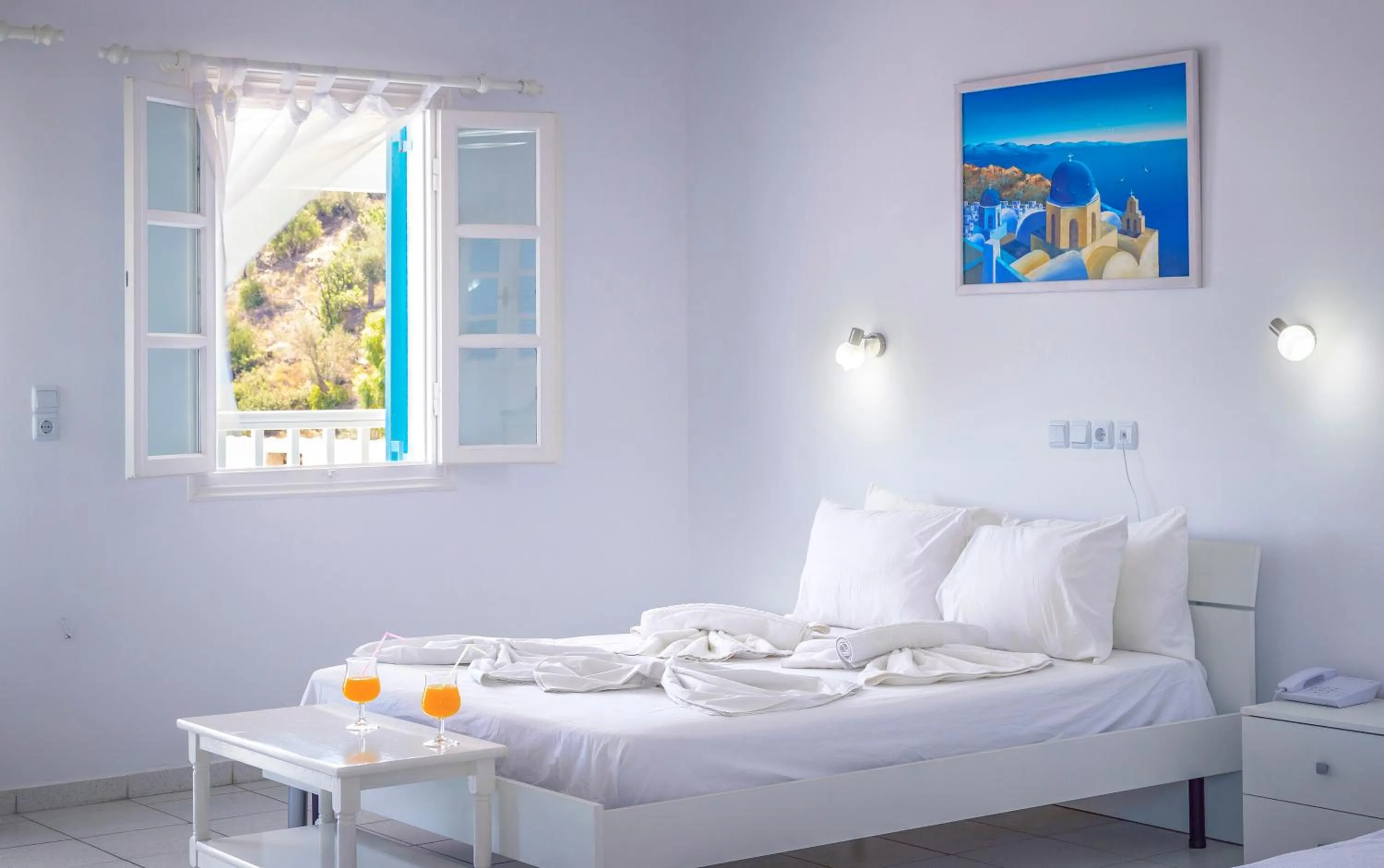 Bed in Limnionas Bay Village Hotel