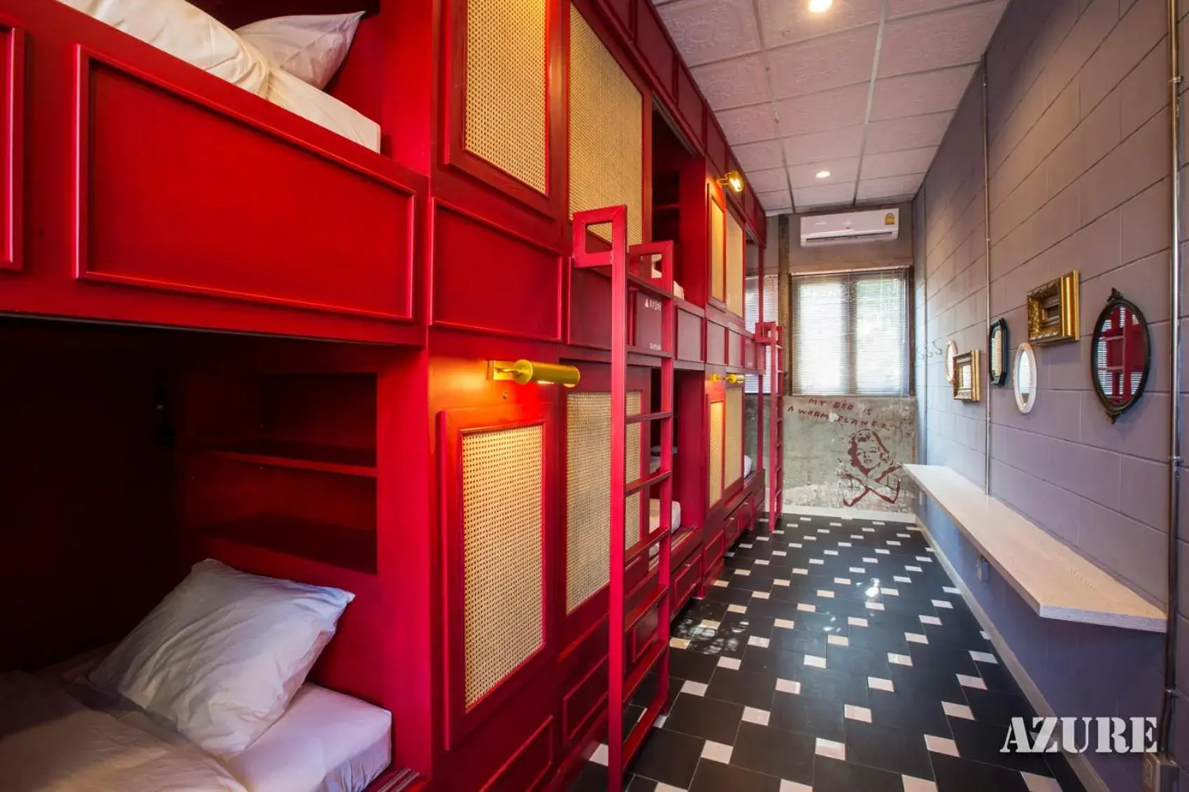 Decorative detail, Bed in Azure Hostel Bangkok Decorative detail, Bed in Azure Hostel Bangkok