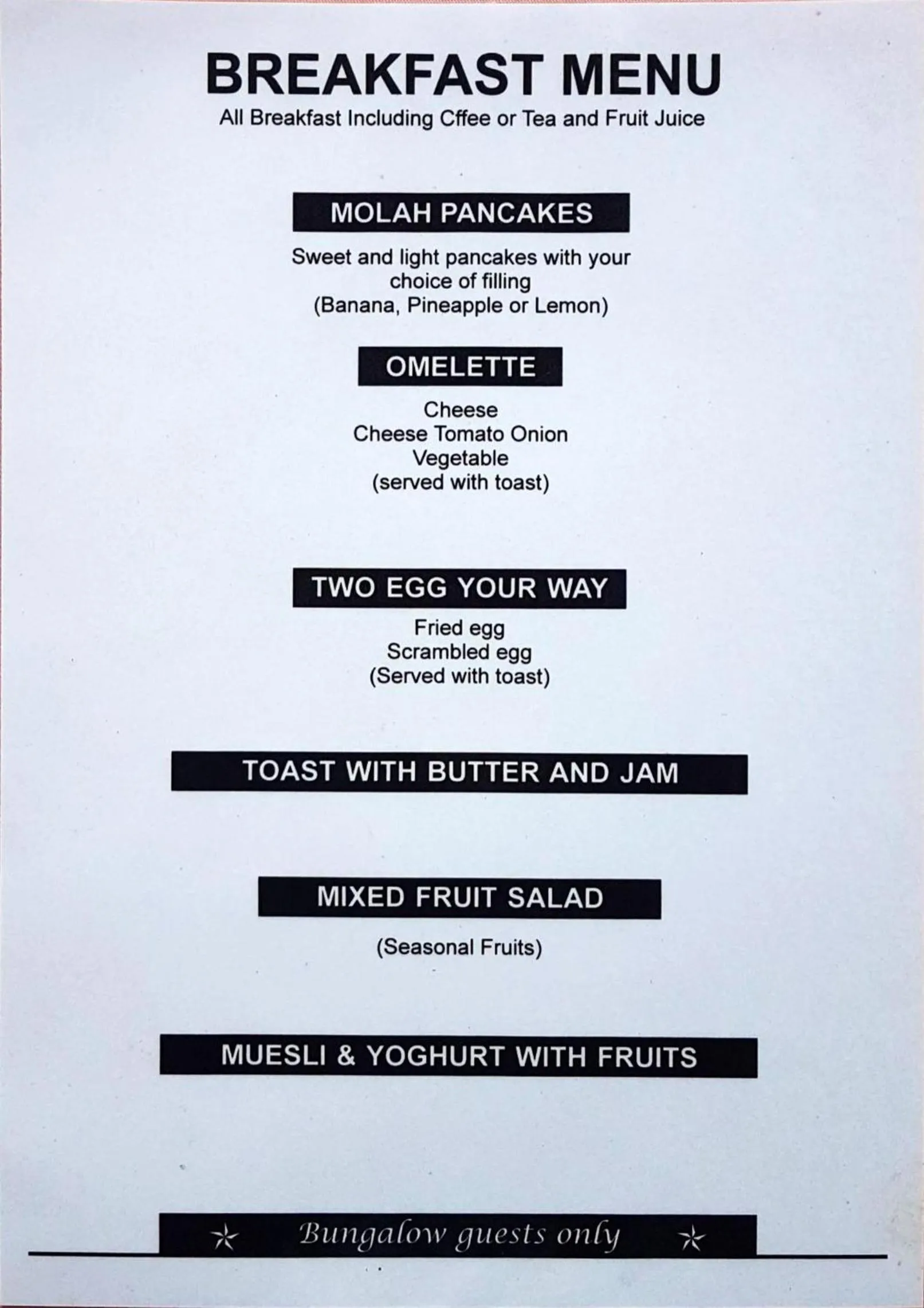 Breakfast in Molah Gili Villa