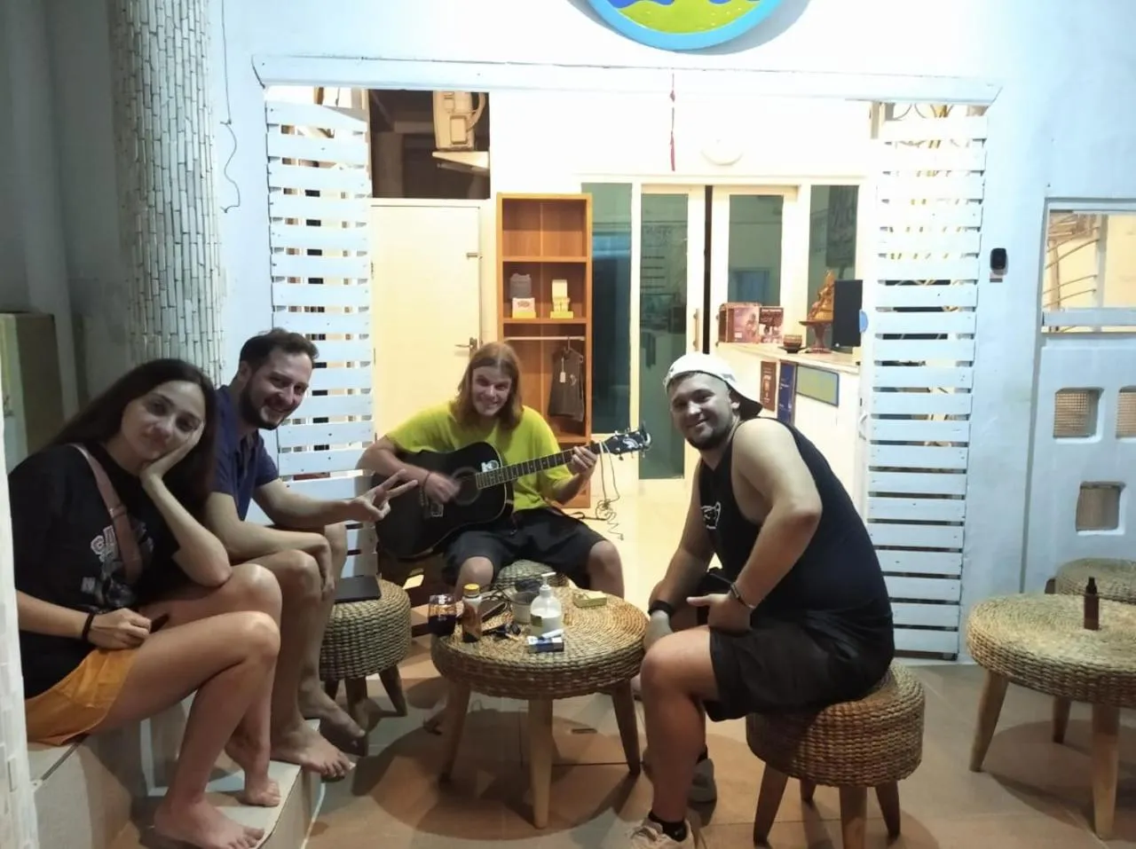 Seating area in Seabreeze Hostel Bali