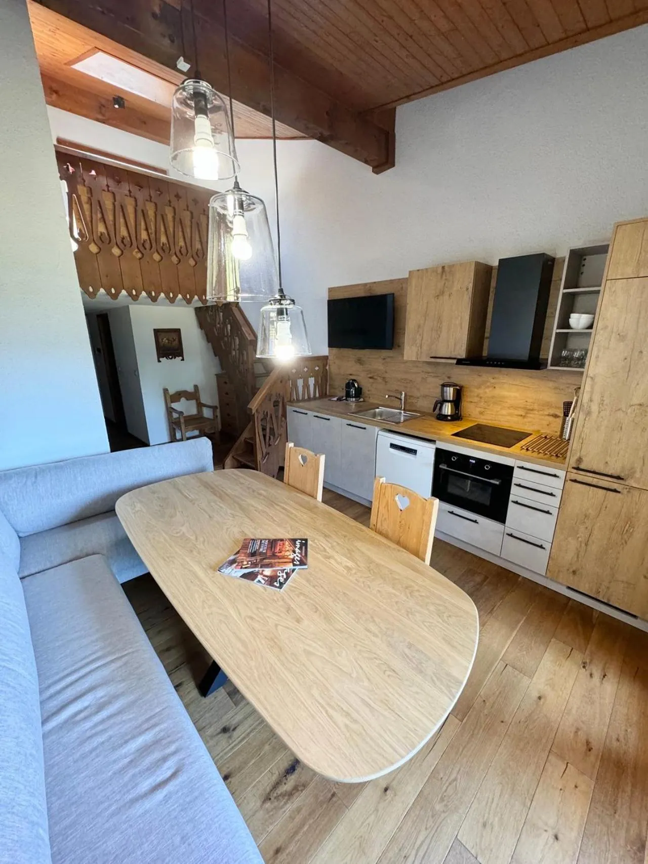 Kitchen or kitchenette in Residence Hôtelière La Renardiere