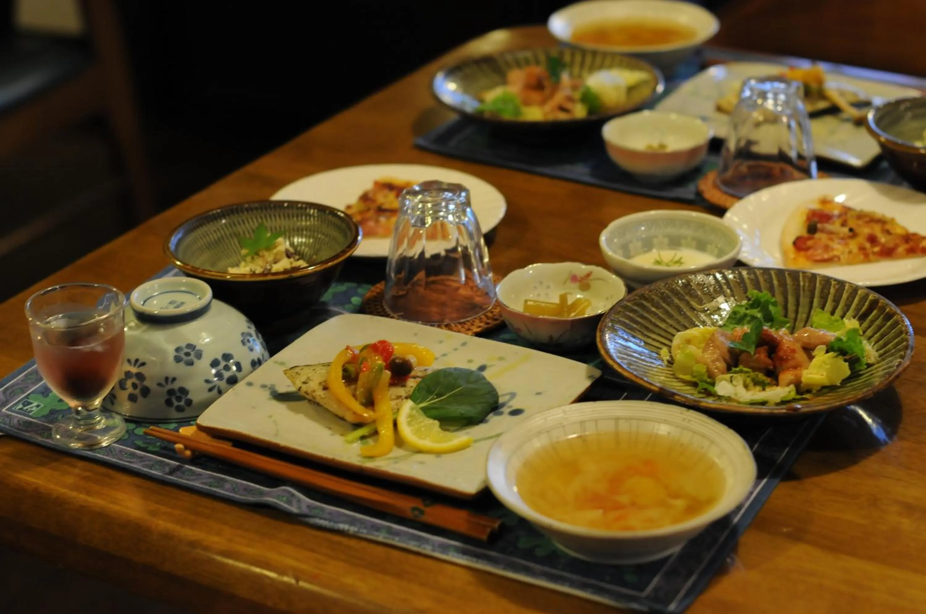 Lunch in Yufuin Country Road Youth Hostel