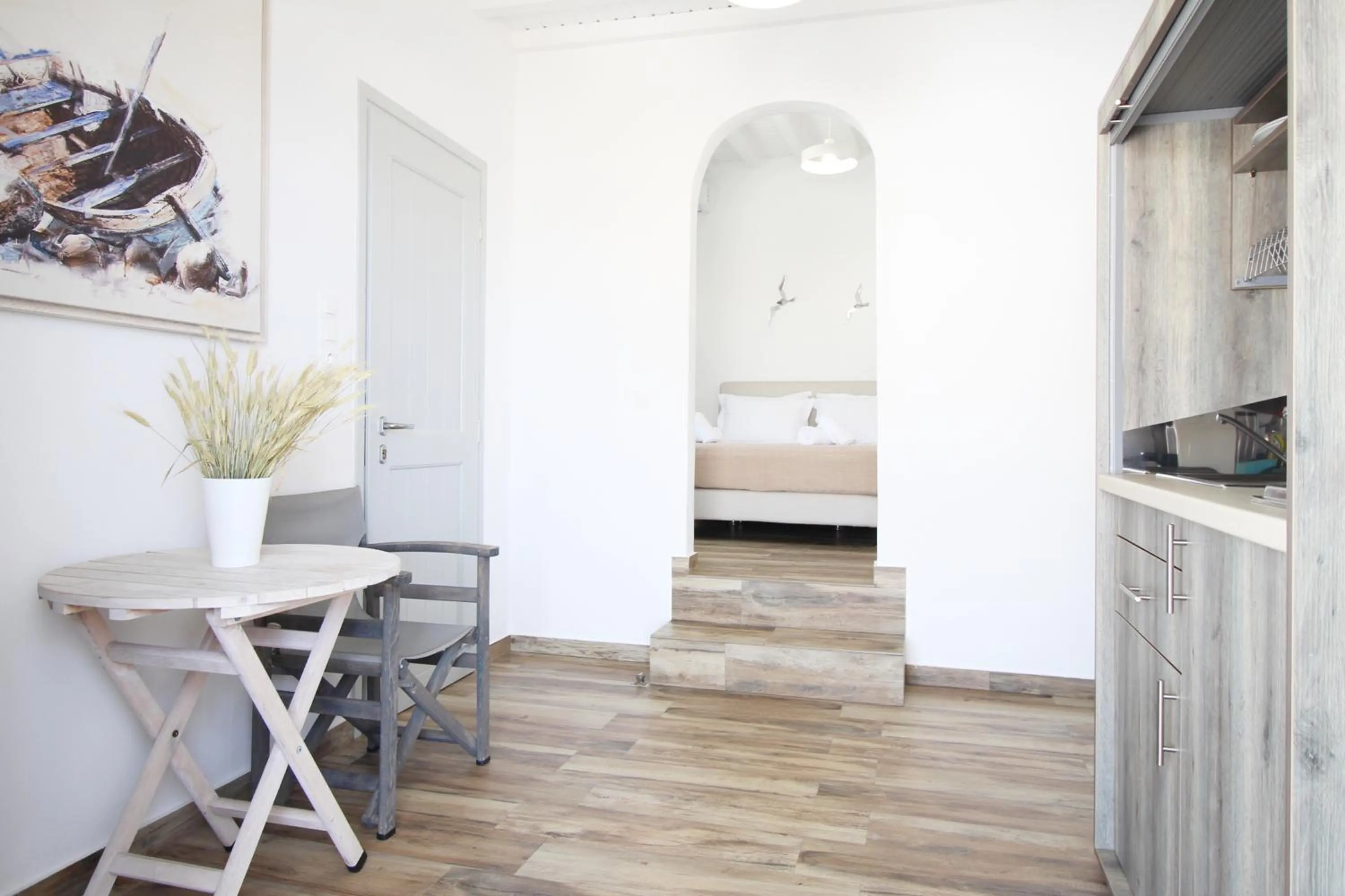 Kitchen or kitchenette, Bed in Crystal View Mykonos