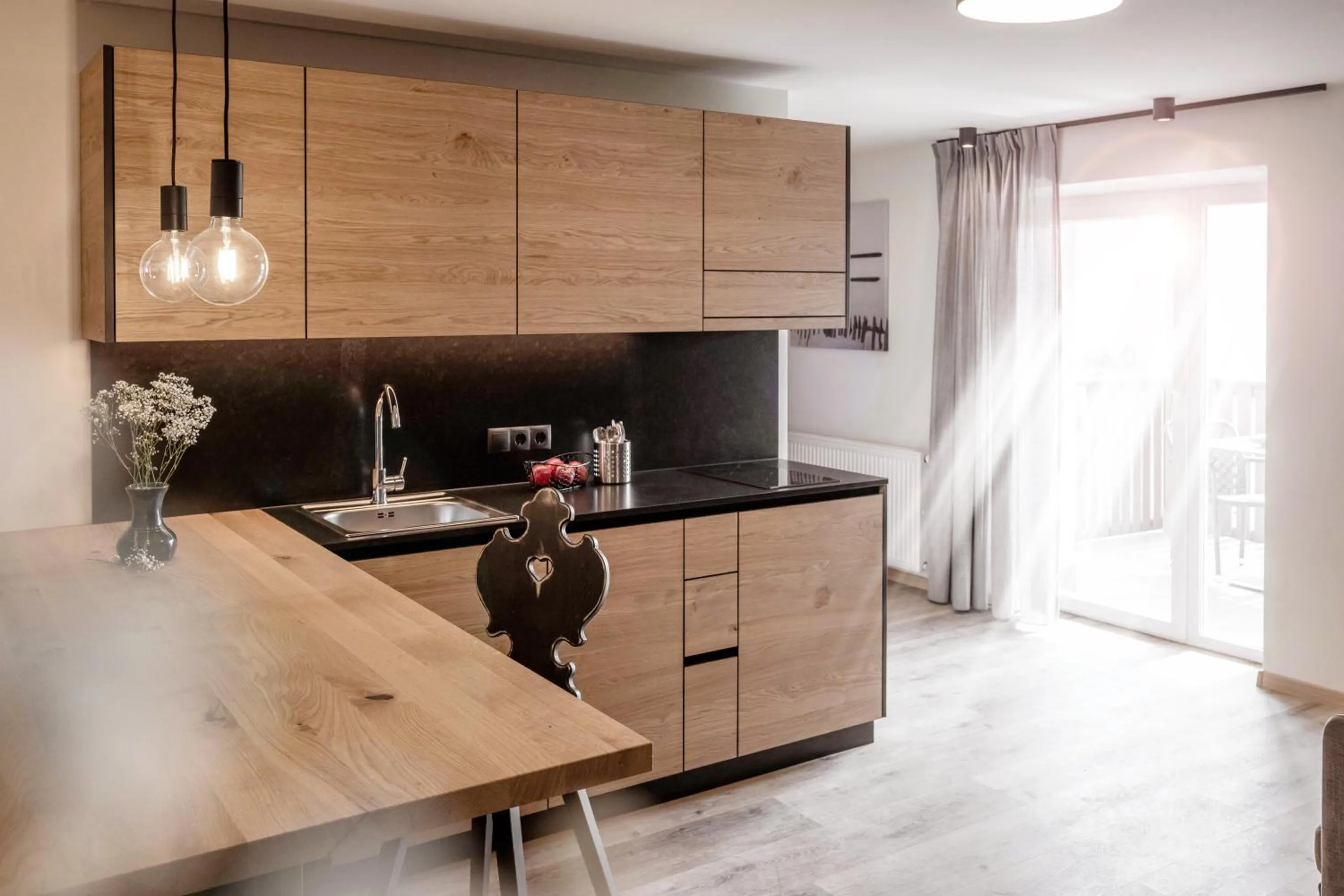 Kitchen or kitchenette in Appartement- und Wellnesshotel Winkler