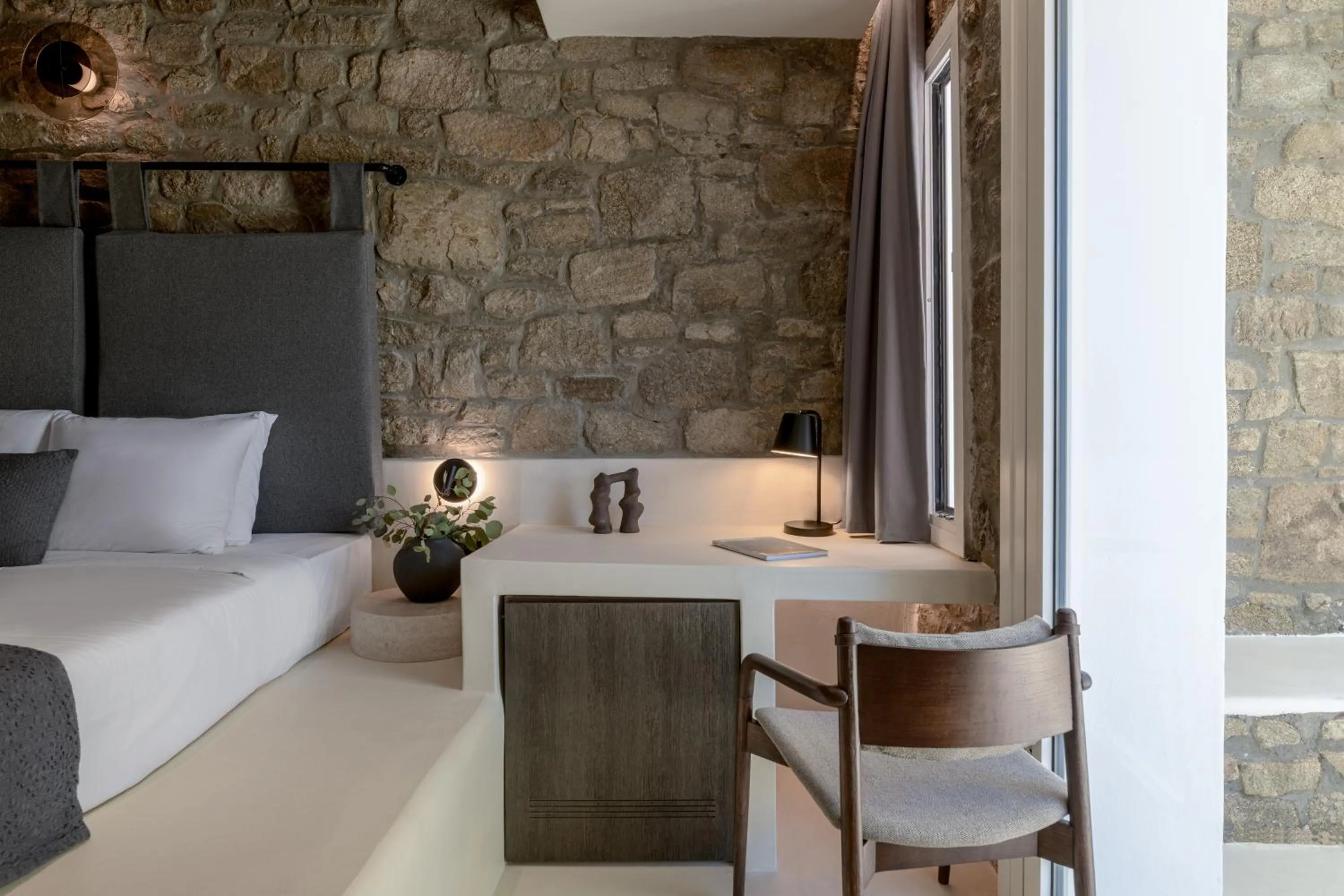 Bed in Rocabella Mykonos Hotel