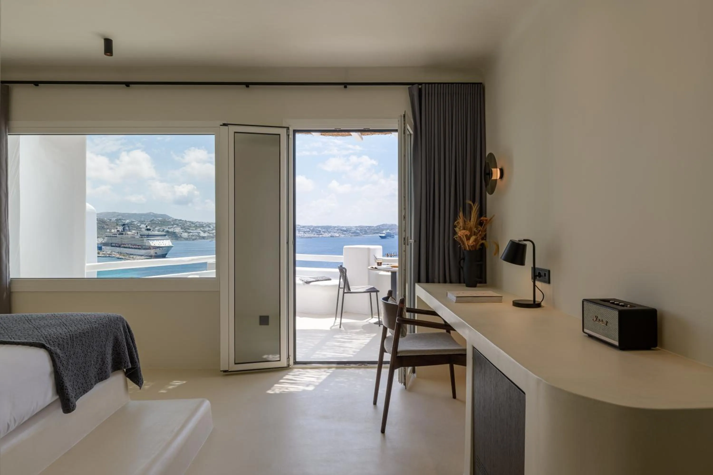 Bed in Rocabella Mykonos Hotel