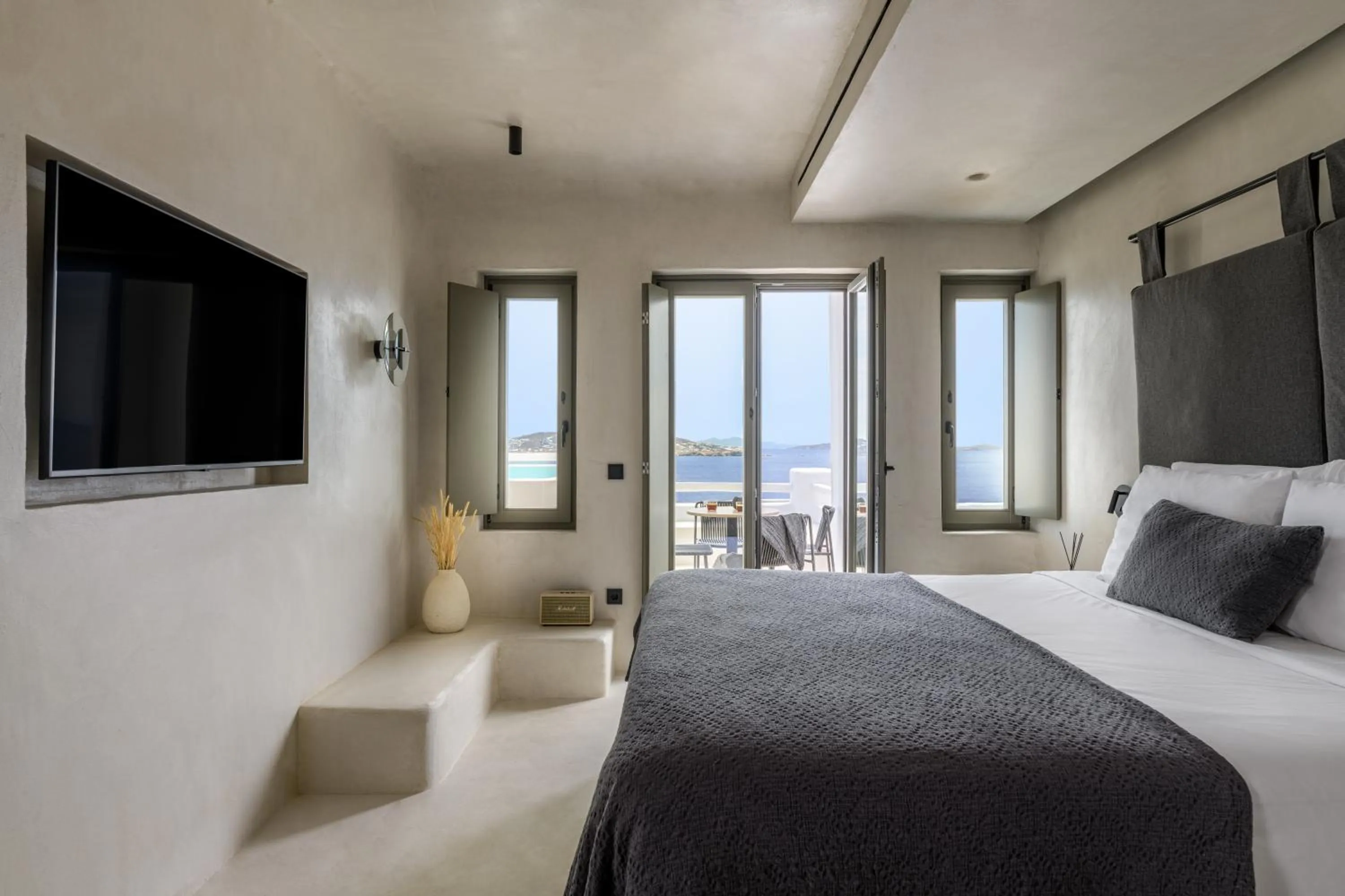 Bed in Rocabella Mykonos Hotel