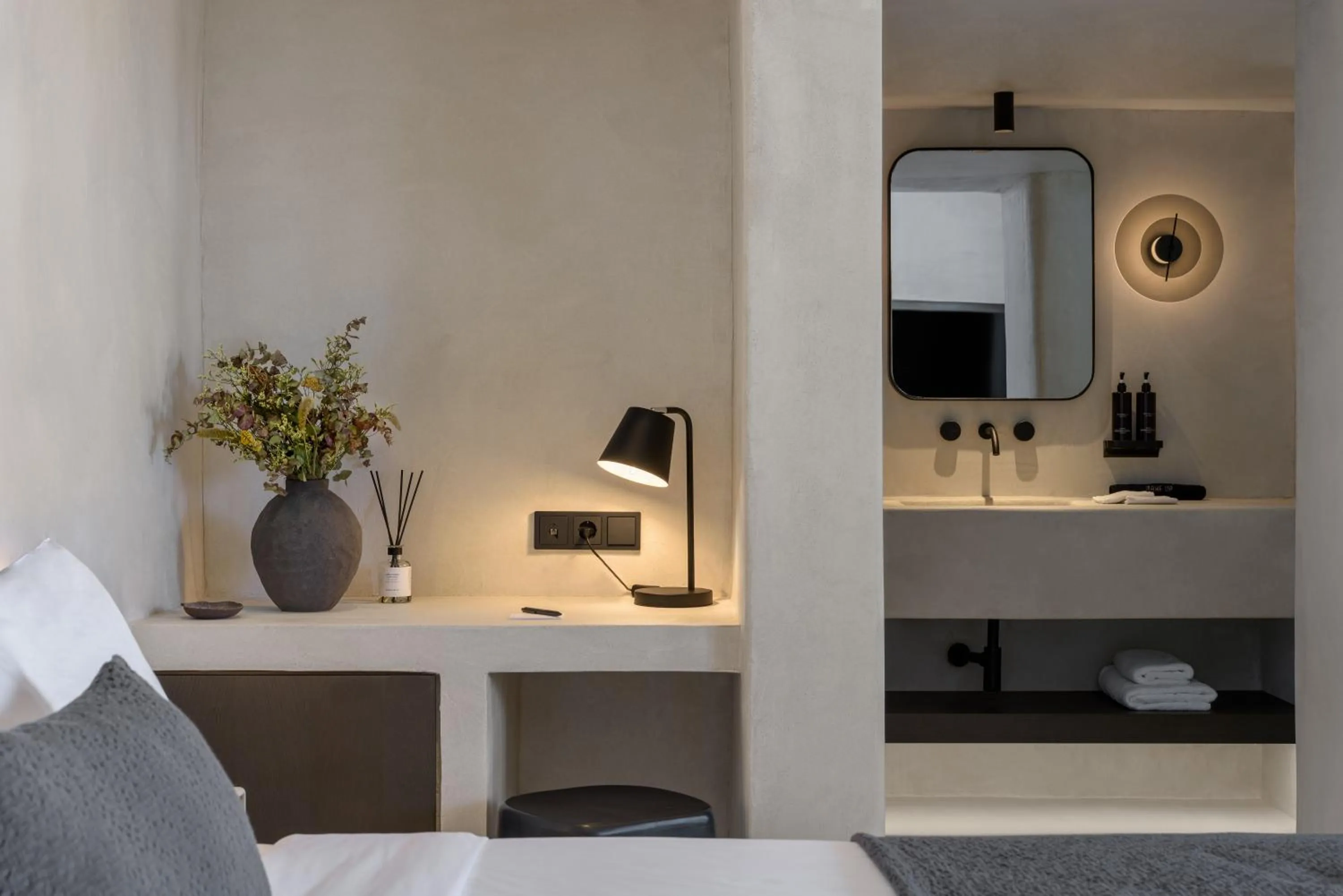 Bed in Rocabella Mykonos Hotel