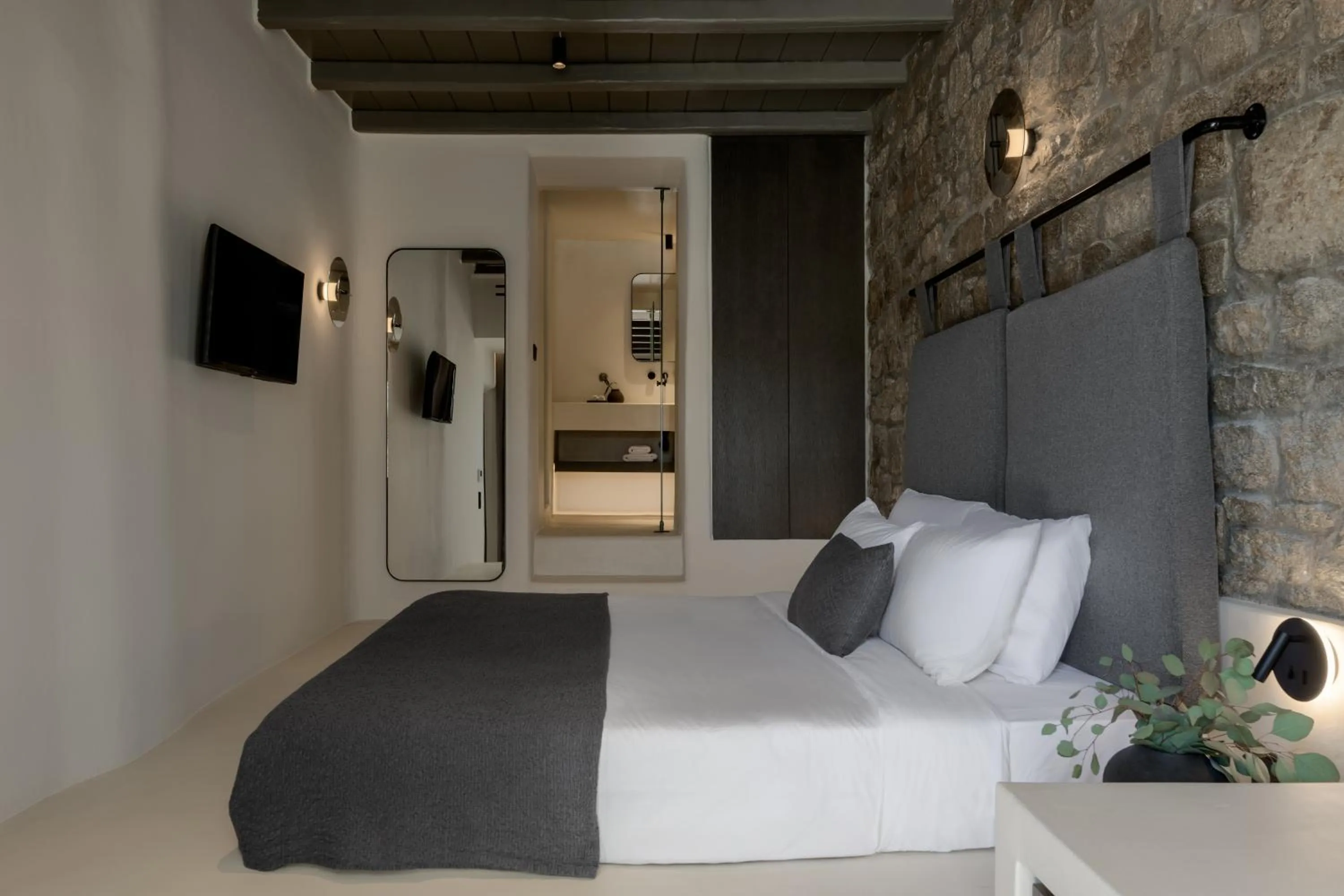 Bed in Rocabella Mykonos Hotel