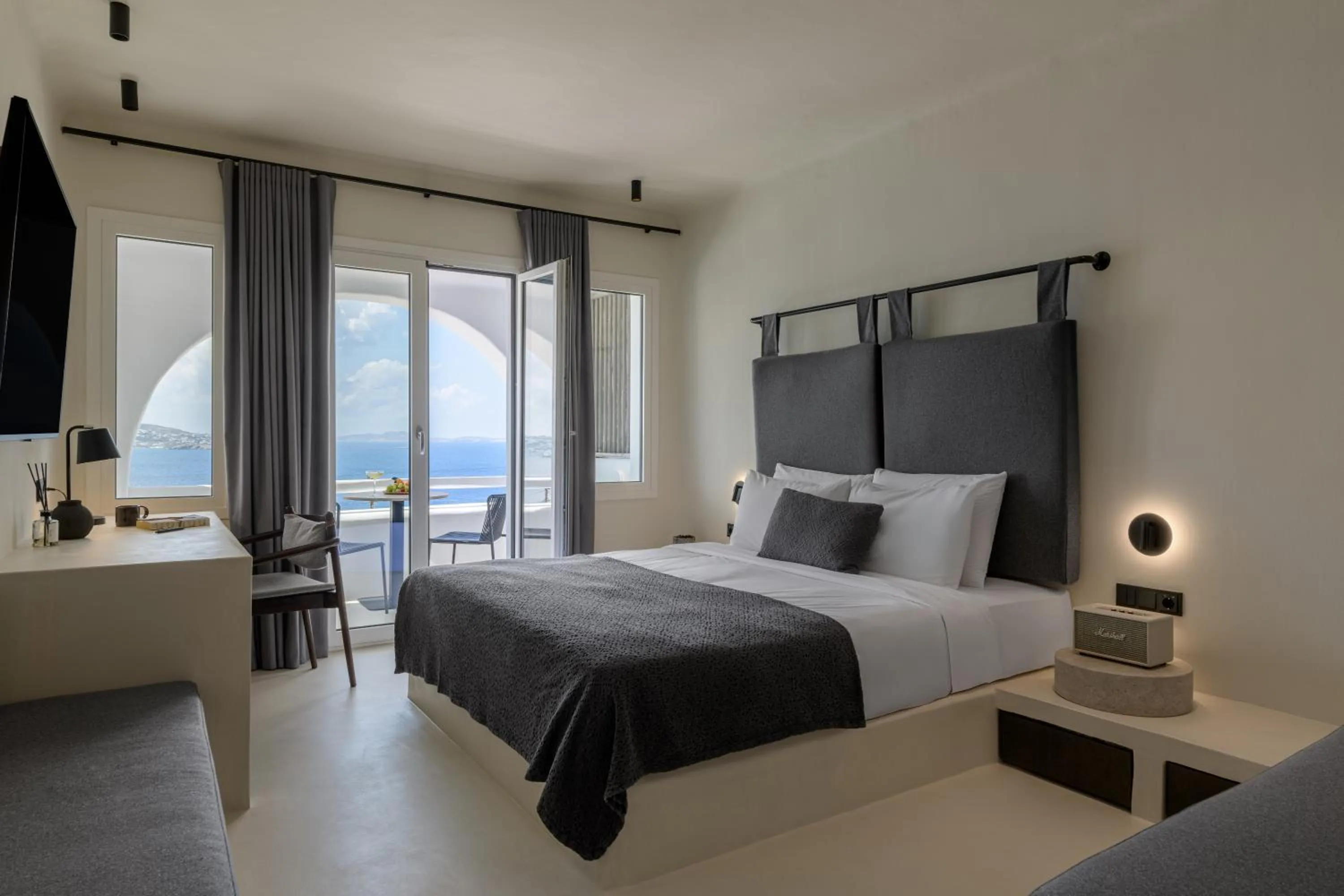 Bed in Rocabella Mykonos Hotel