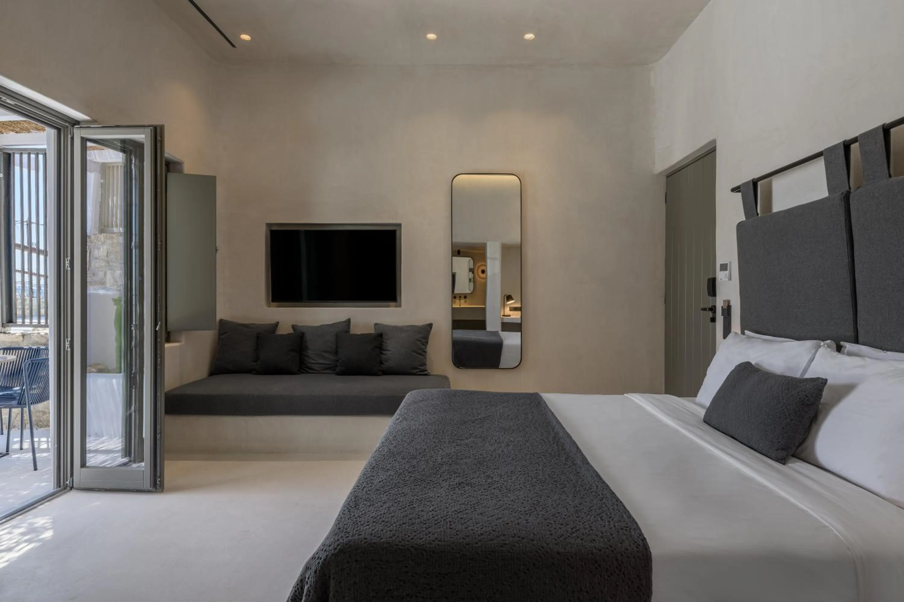 Bed in Rocabella Mykonos Hotel