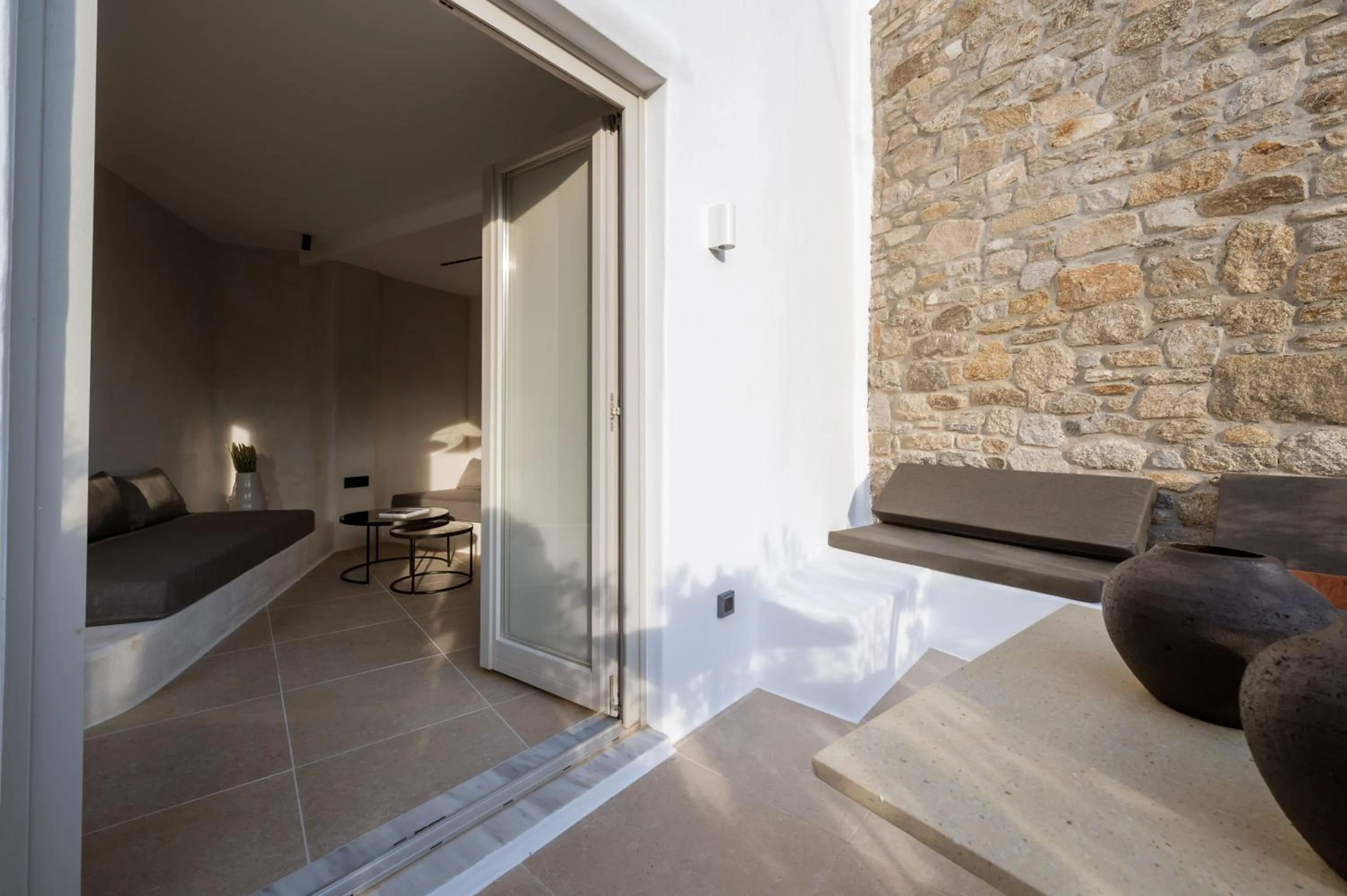 Bed in Rocabella Mykonos Hotel