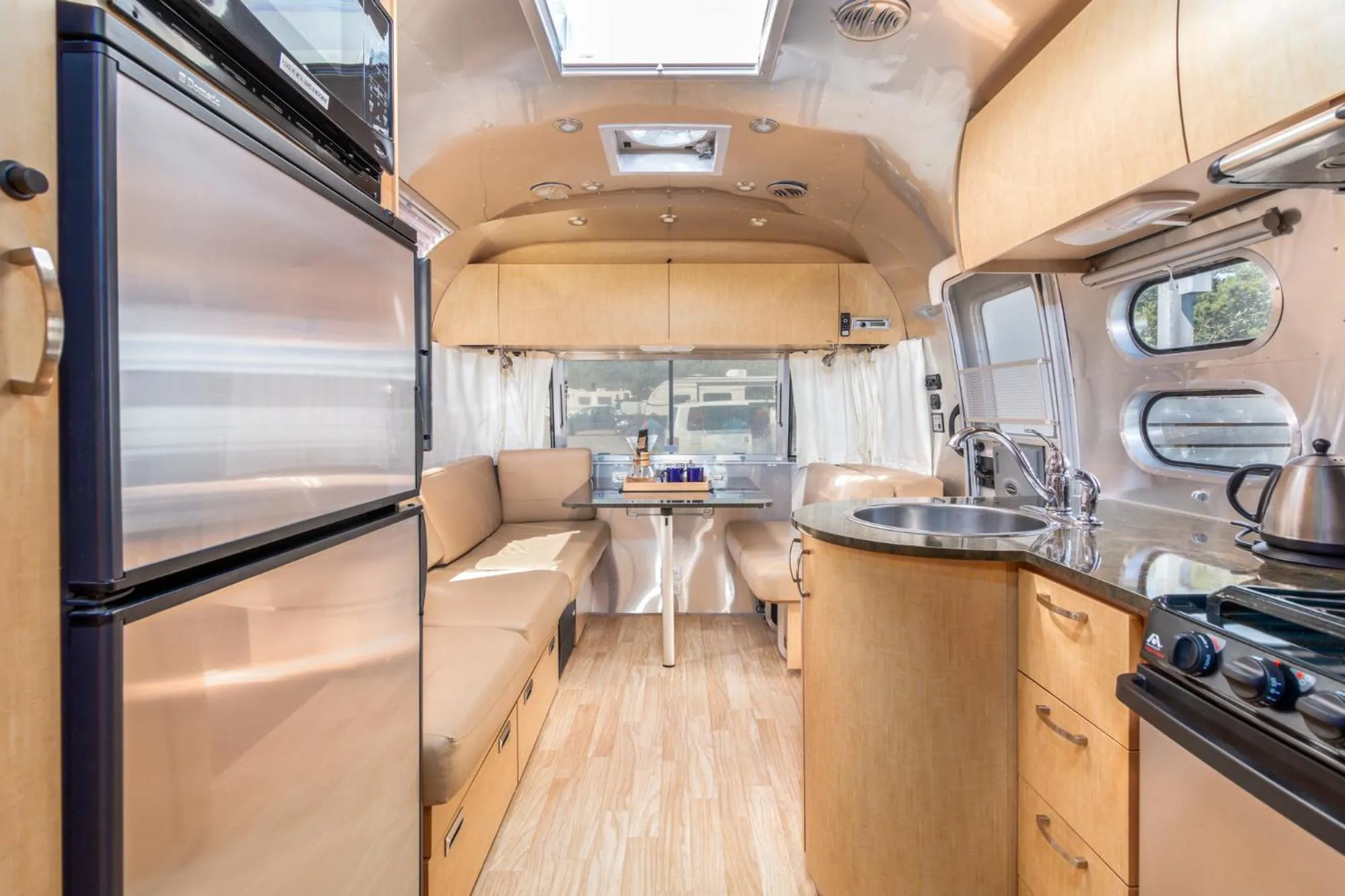 Living room in Hart’s Camp Airstream Hotel & RV Park