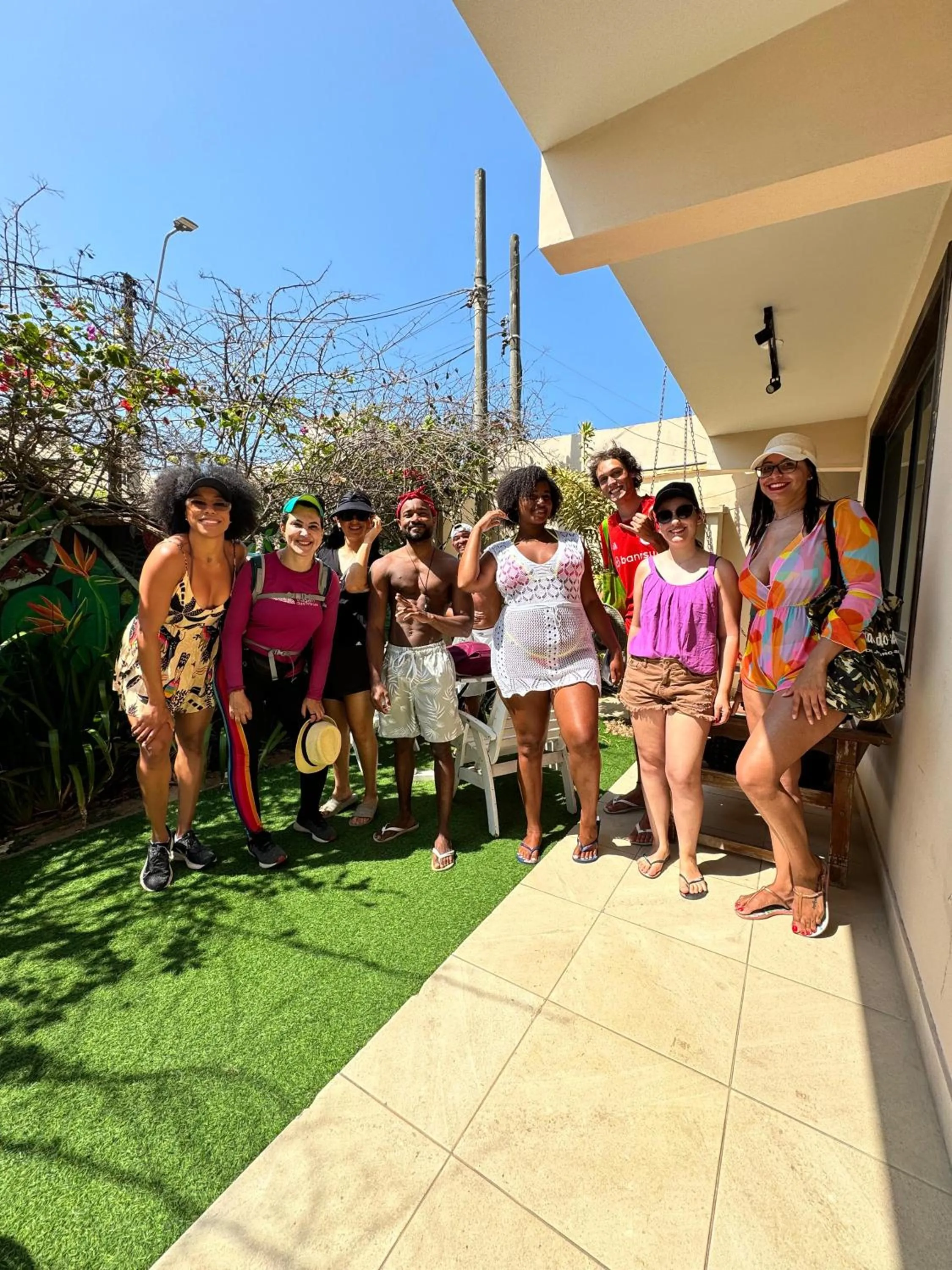 group of guests in Enseada Hostel