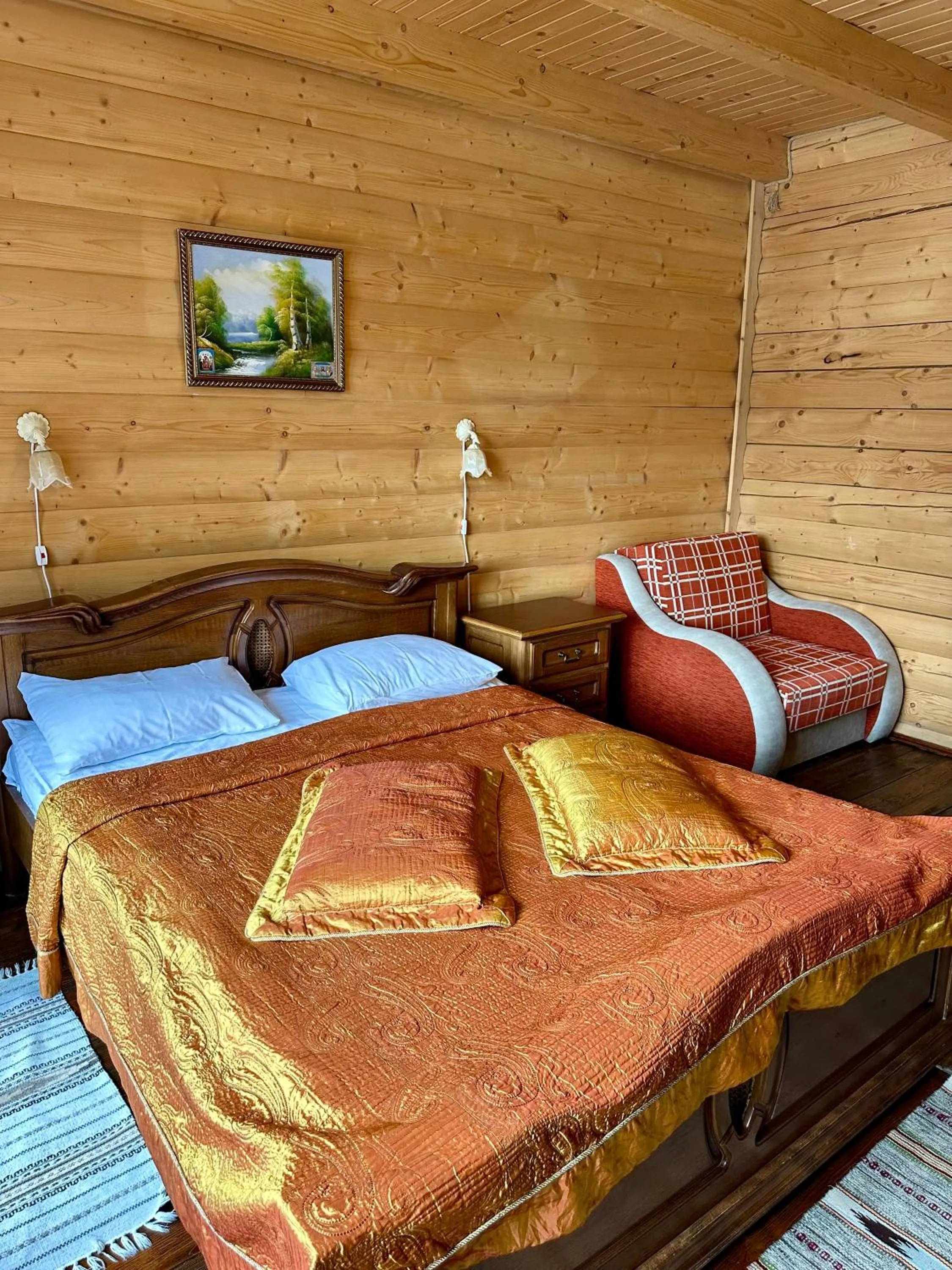 Bed in Hotel Dykyi Med