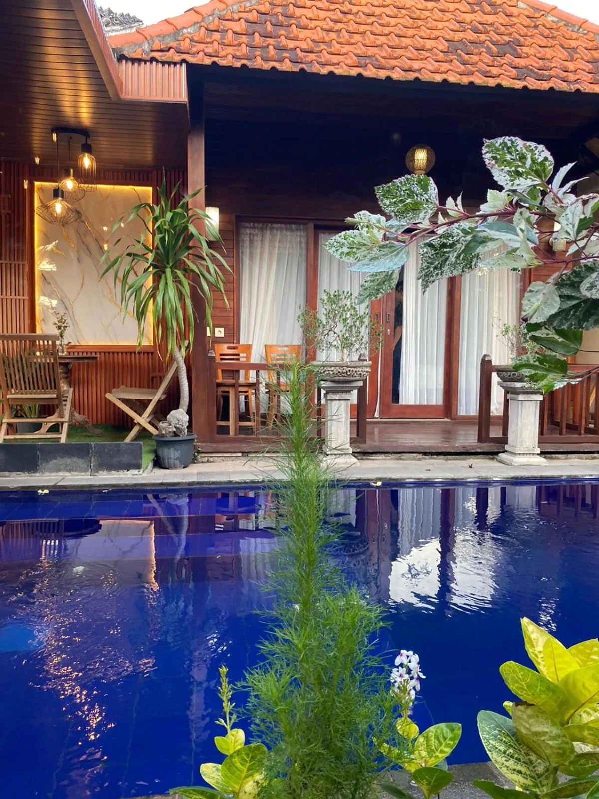 Pool view in Wait Garden Cottage