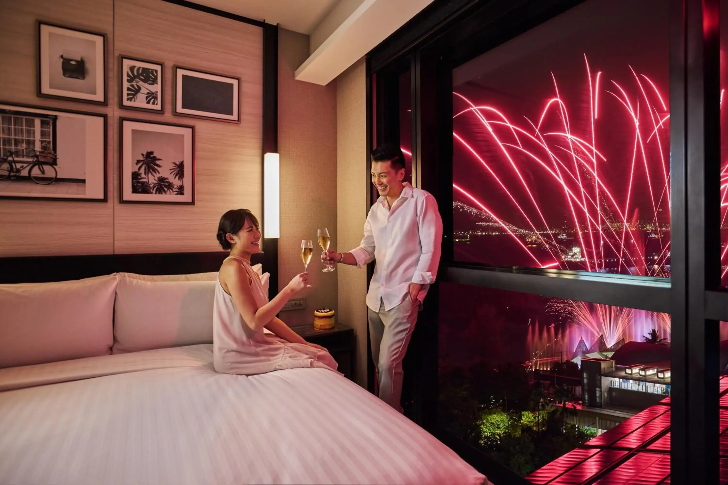 View (from property/room), Bed in The Outpost Hotel Sentosa by Far East Hospitality View (from property/room), Bed in The Outpost Hotel Sentosa by Far East Hospitality