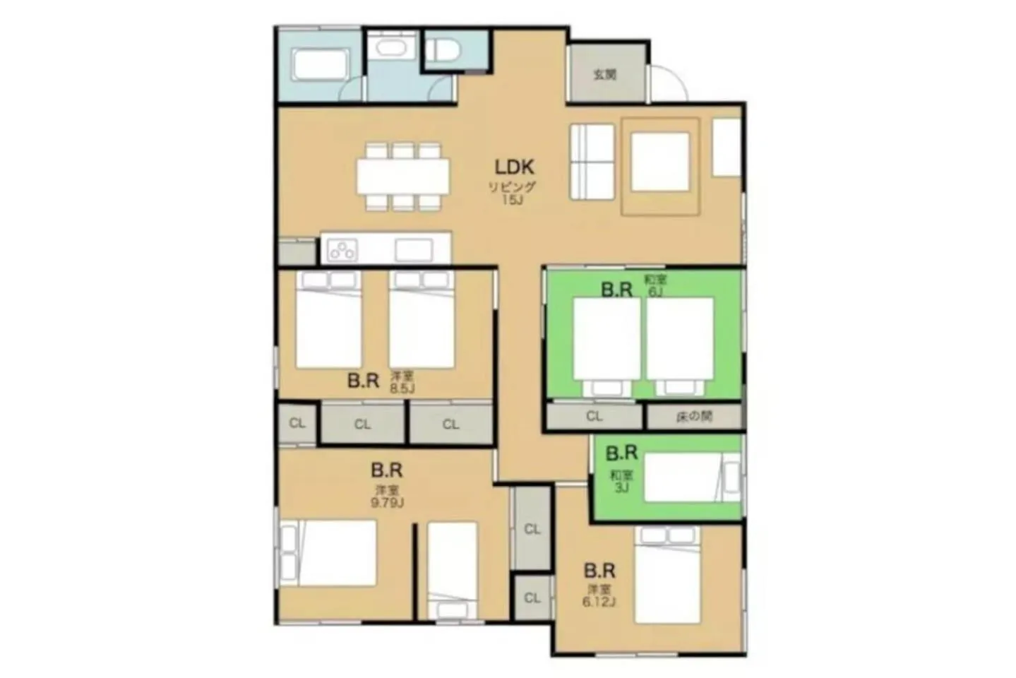 Floor plan in Terrace House Tsubokawa