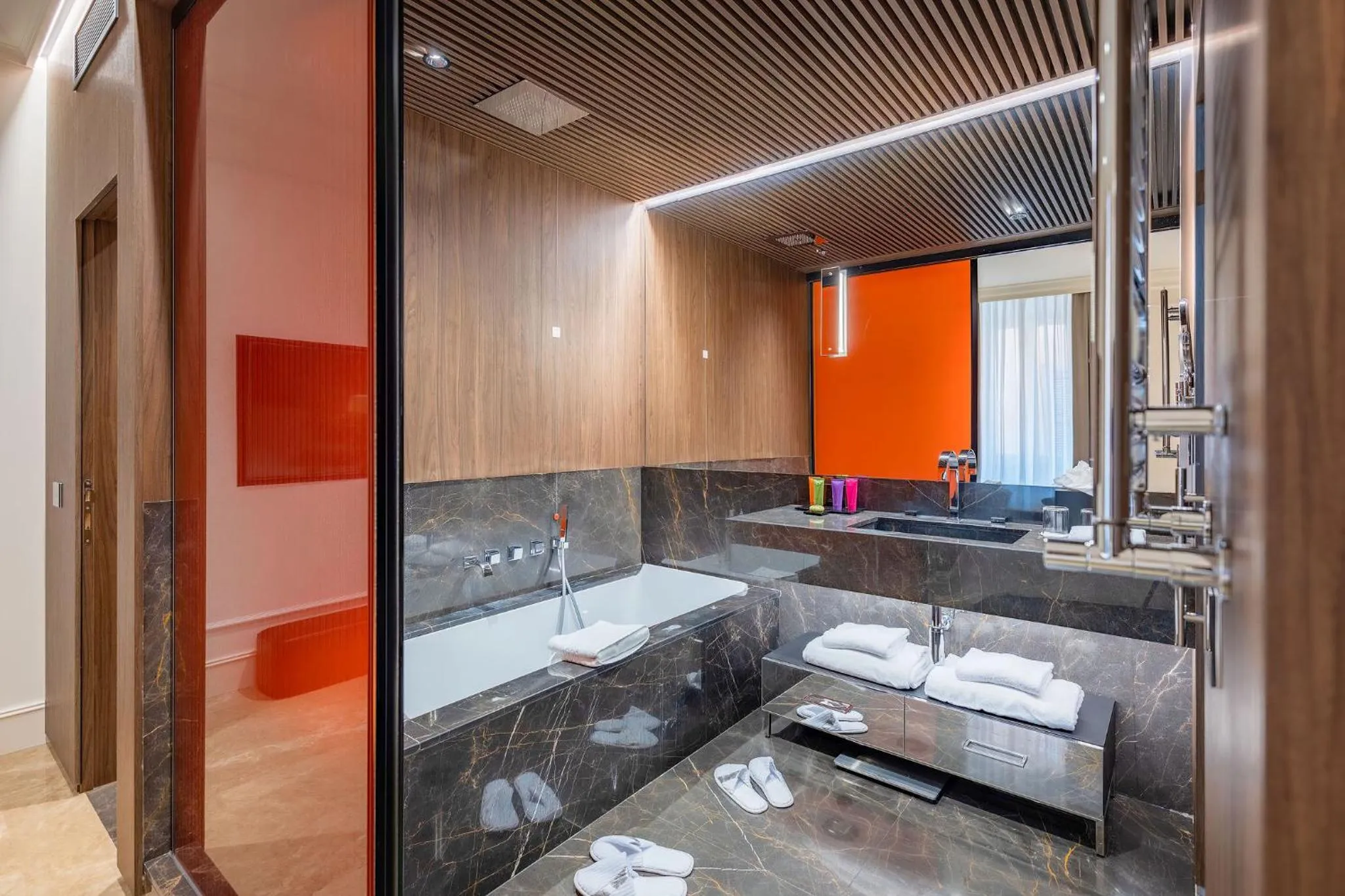 Bathroom, Bed in The First Dolce - Preferred Hotels & Resorts