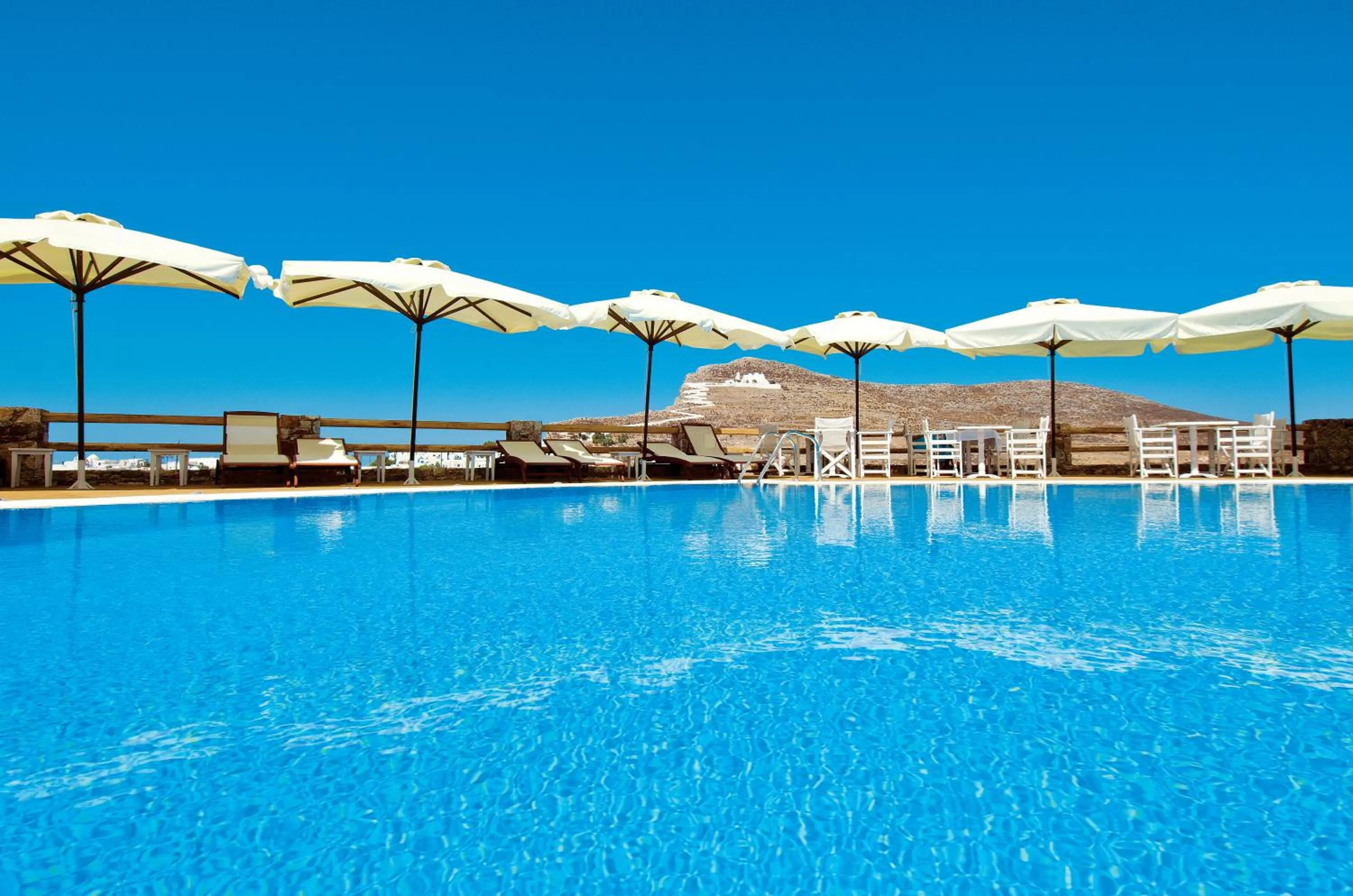 Pool view in Aspalathras White Hotel