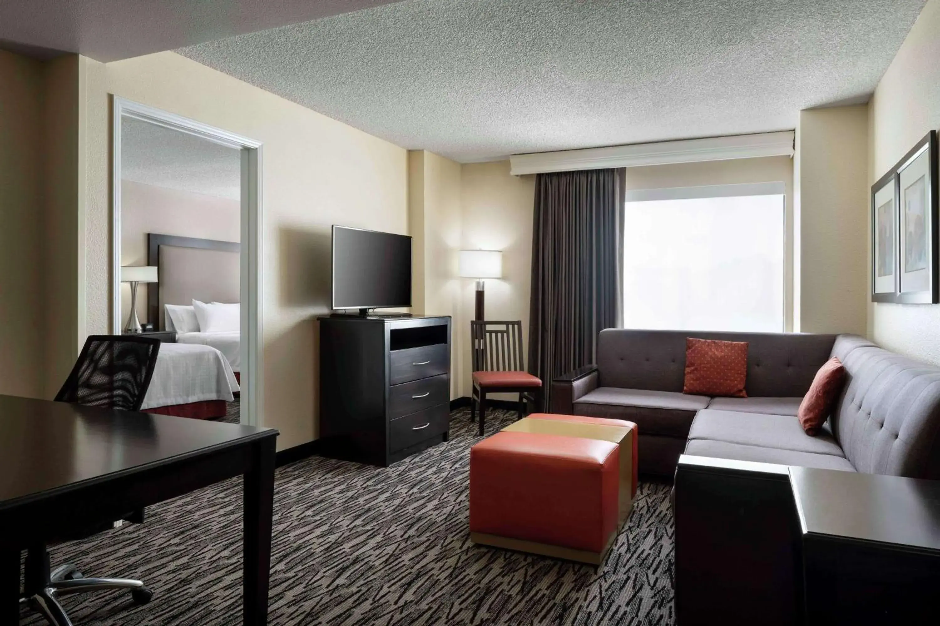 TV and multimedia, Bed in Homewood Suites by Hilton-Anaheim TV and multimedia, Bed in Homewood Suites by Hilton-Anaheim