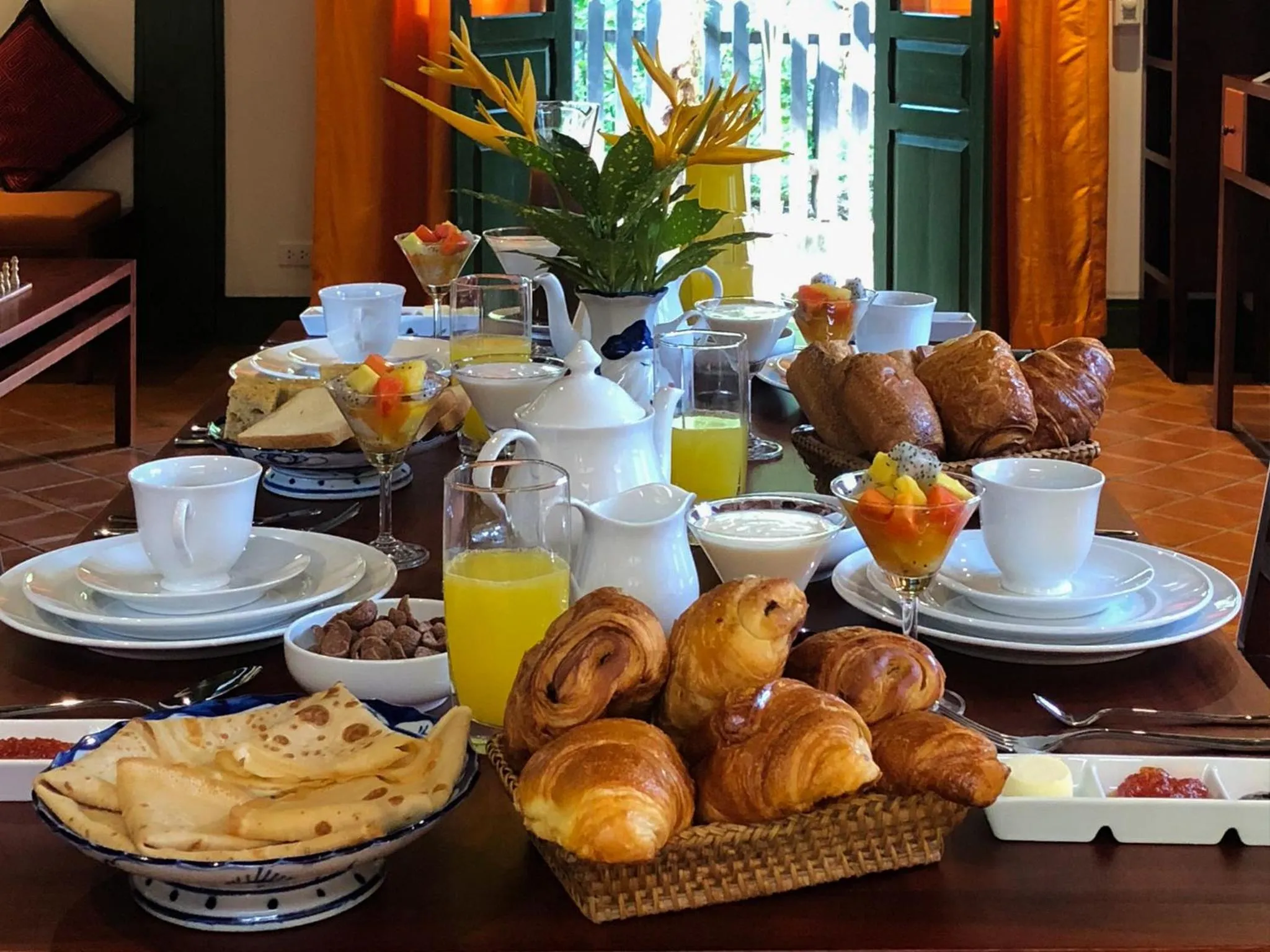 Asian breakfast in Maison Houng Chanh - Luang prabang