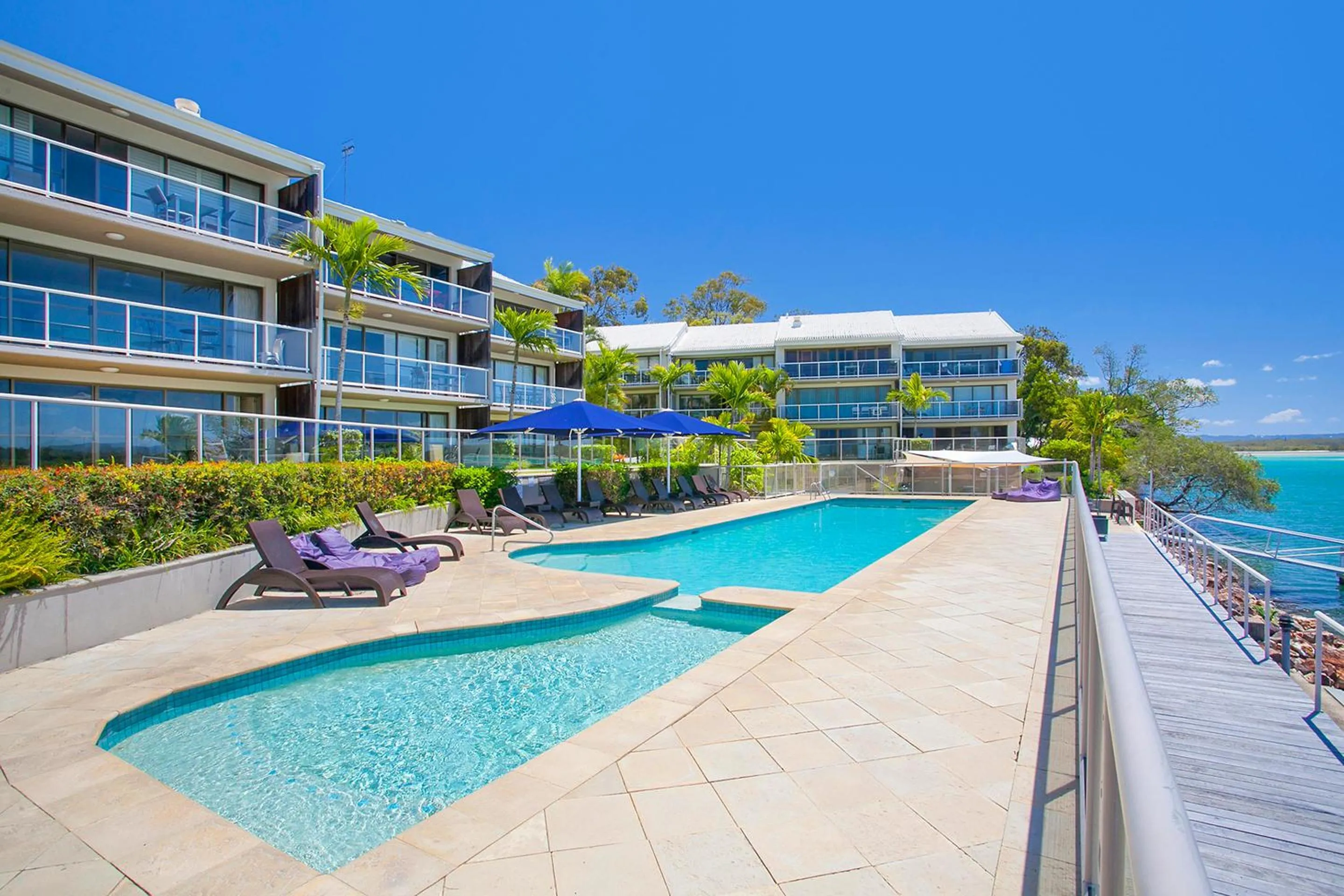 Pool view in Noosa Shores Resort