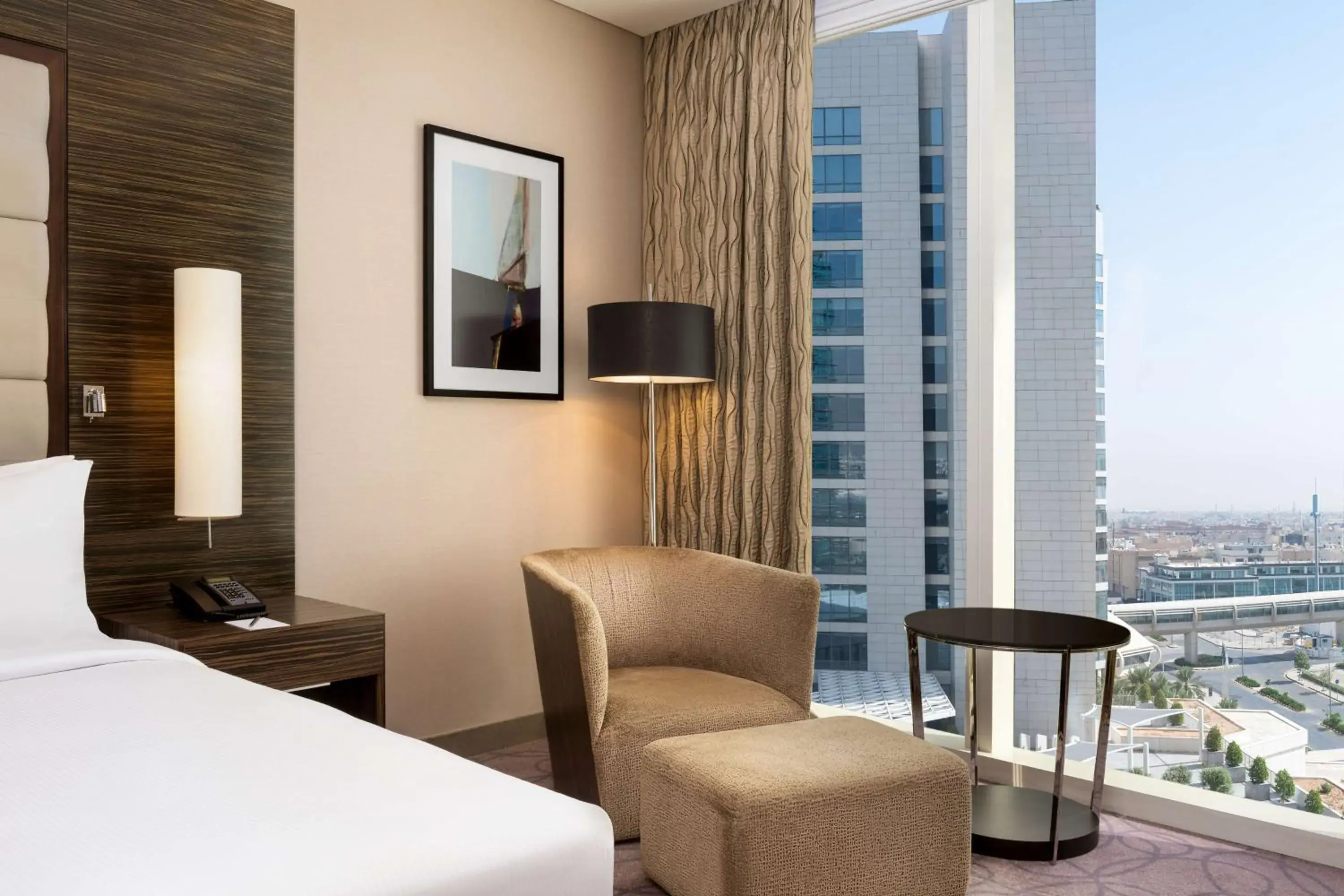 View (from property/room), Bed in Hilton Riyadh Hotel & Residences View (from property/room), Bed in Hilton Riyadh Hotel & Residences