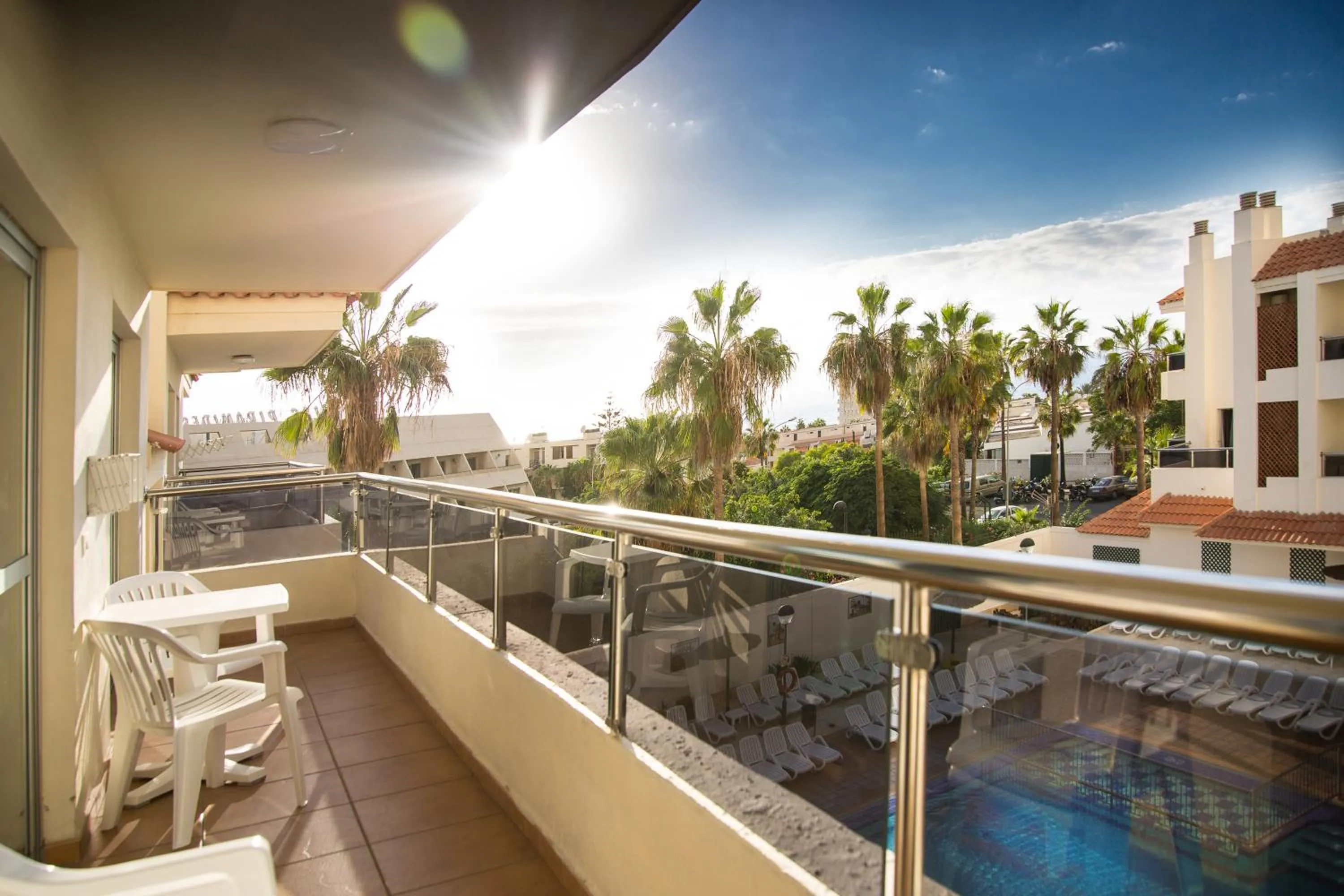 Balcony/Terrace, Pool View in Apartamentos Oro Blanco