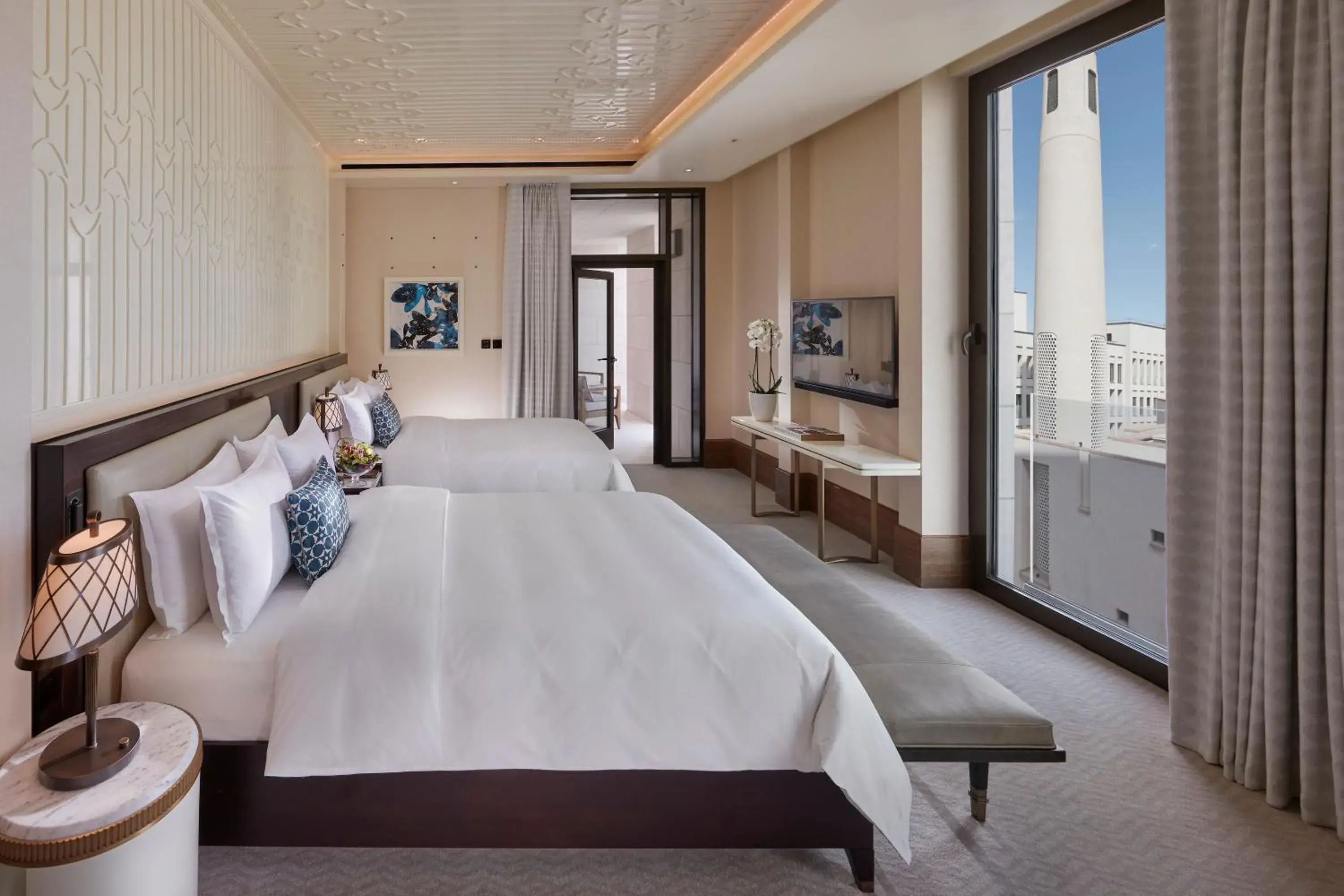 Bedroom, Bed in Mandarin Oriental, Doha Bedroom, Bed in Mandarin Oriental, Doha