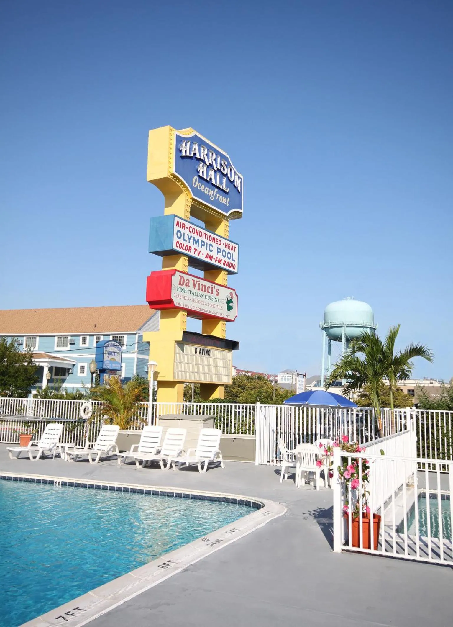 Pool view in Harrison Hall Hotel