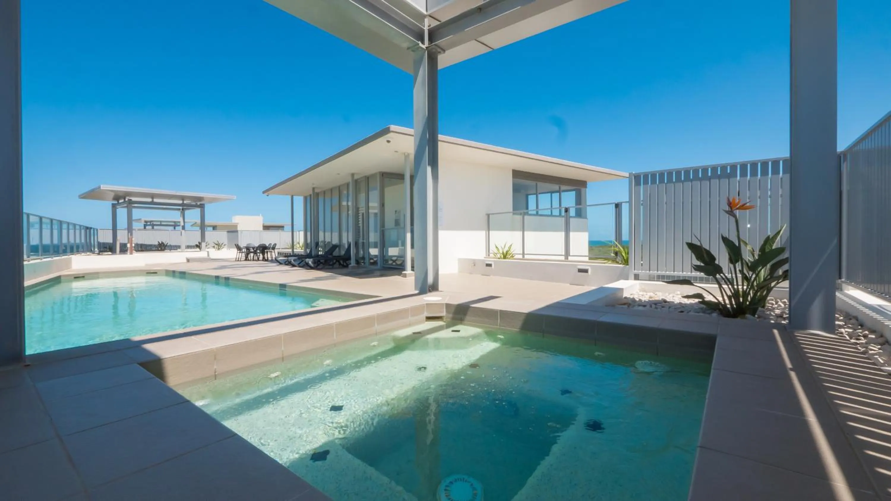 Pool view in White Shells Luxury Apartments Marcoola