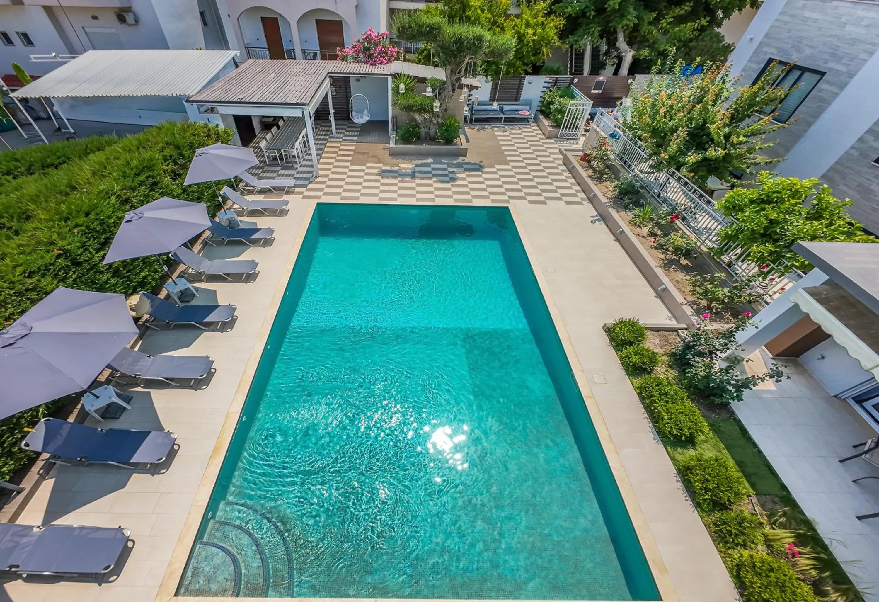 Pool view in EllinFos Apartments