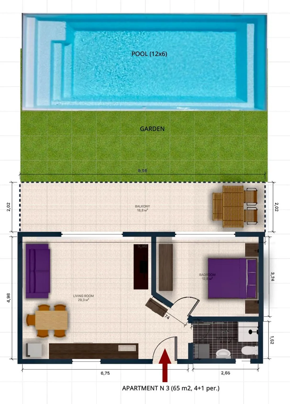 Floor plan in EllinFos Apartments